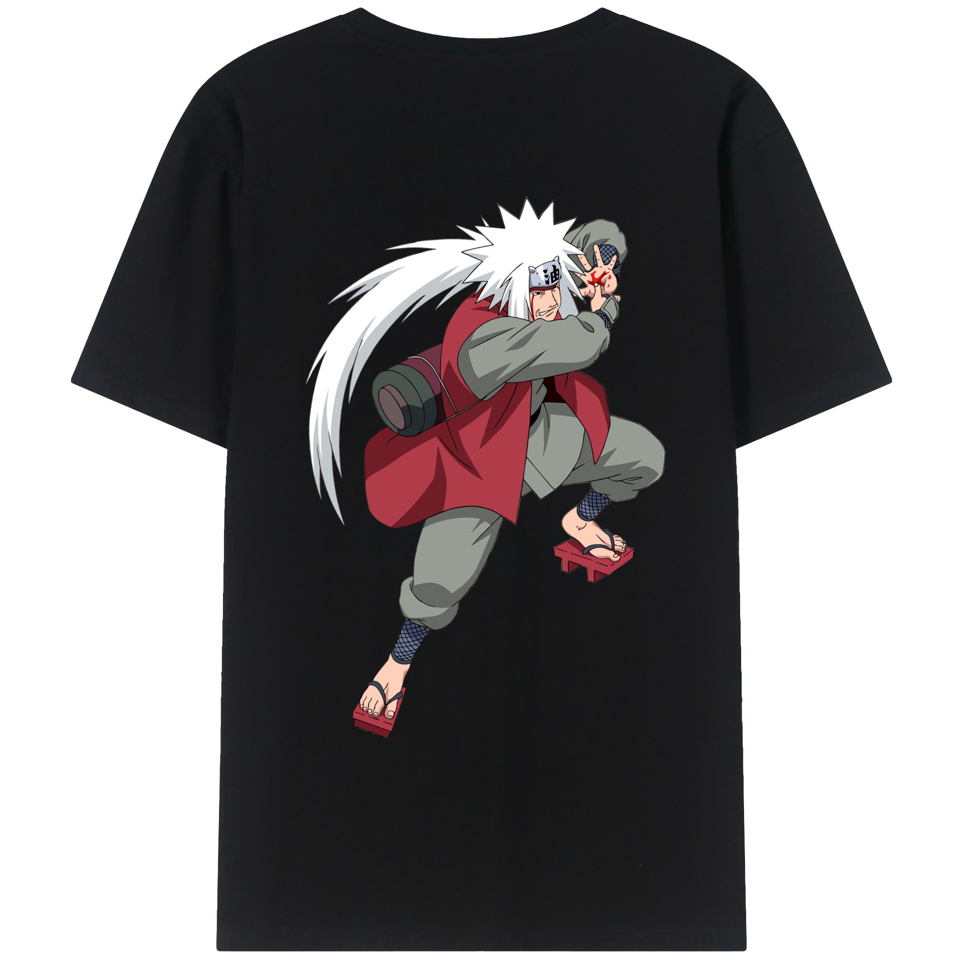（画像用） NARUTO -ナルト- 自来也（じらいや） Jiraiya 綿100％ メンズ半袖Tシャツ（バックプリント） 通気性