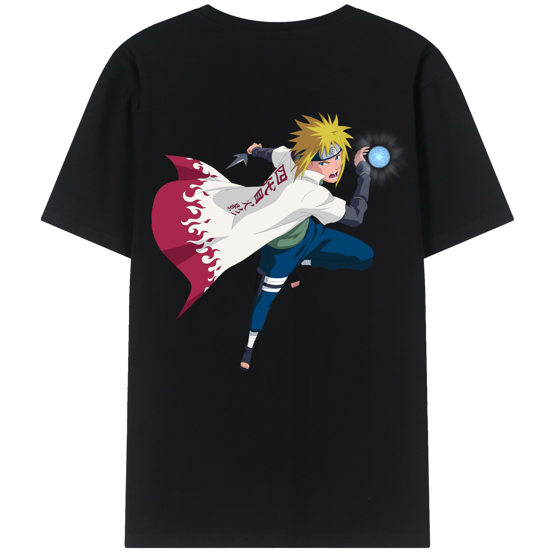 （画像用） NARUTO -ナルト- 波風 ミナト Namikaze Minato 綿100％ メンズ半袖Tシャツ（バックプリント） 通気性