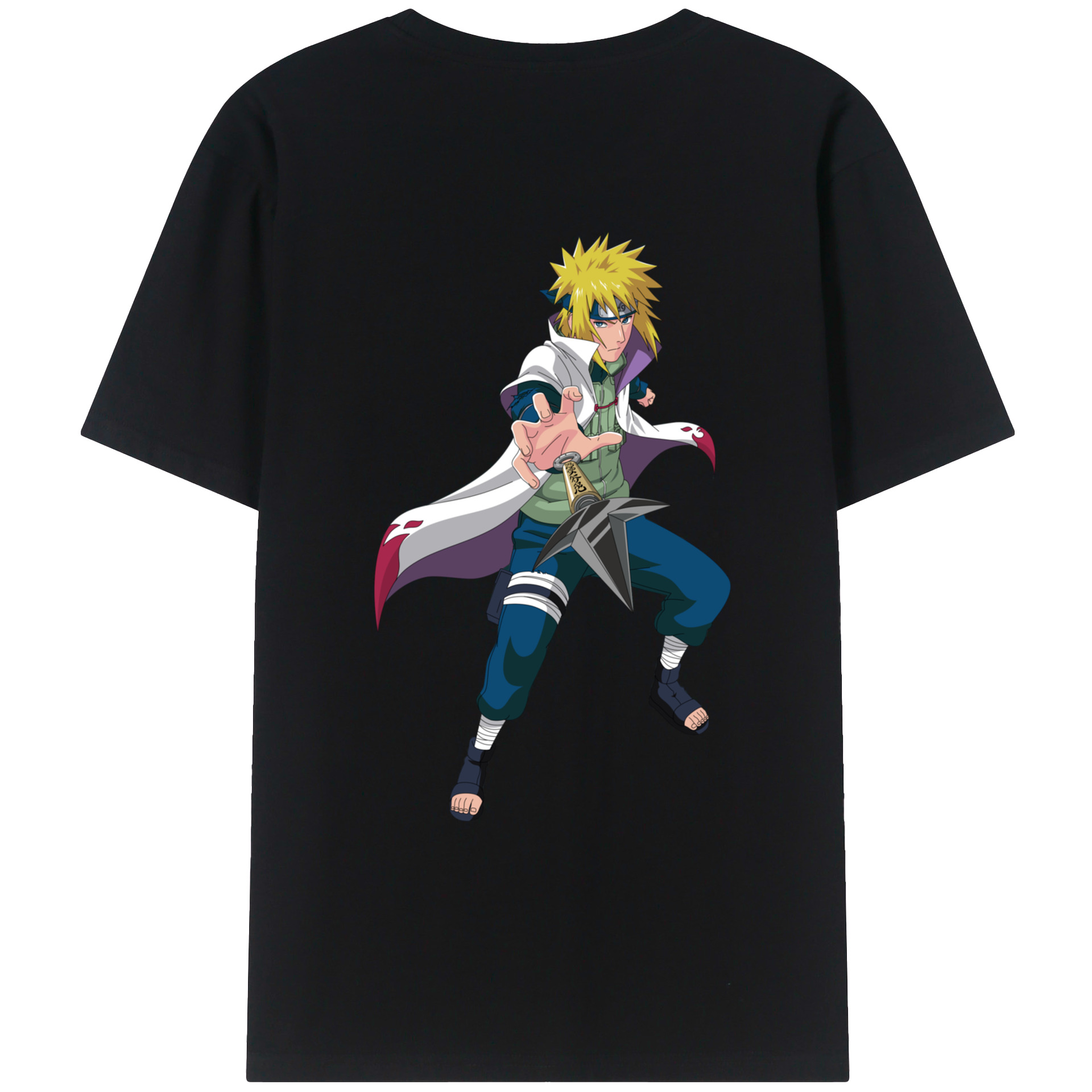 （画像用） NARUTO -ナルト- 波風 ミナト Namikaze Minato 綿100％ メンズ半袖Tシャツ（バックプリント） 通気性