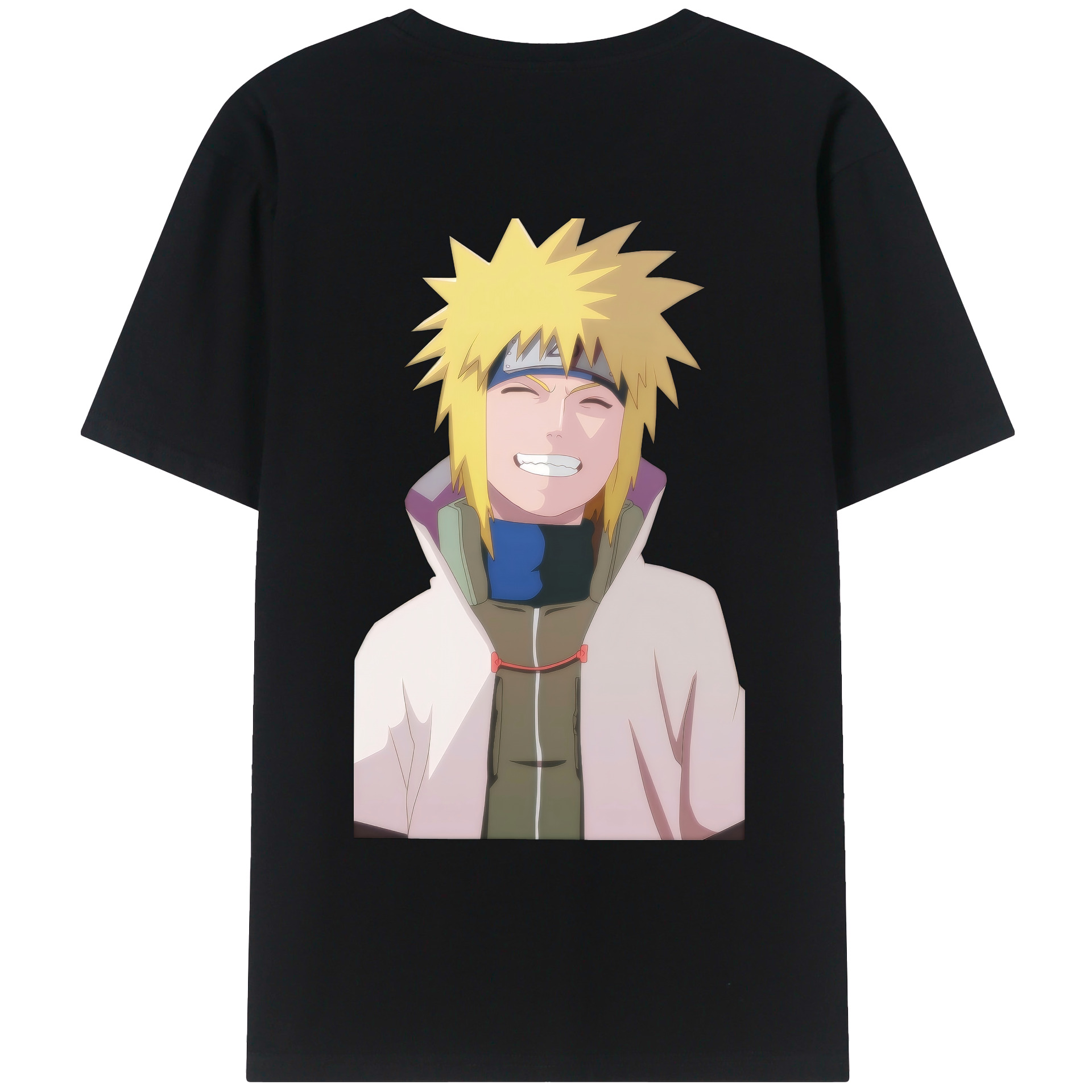 （画像用） NARUTO -ナルト- 波風 ミナト Namikaze Minato 綿100％ メンズ半袖Tシャツ（バックプリント） 通気性