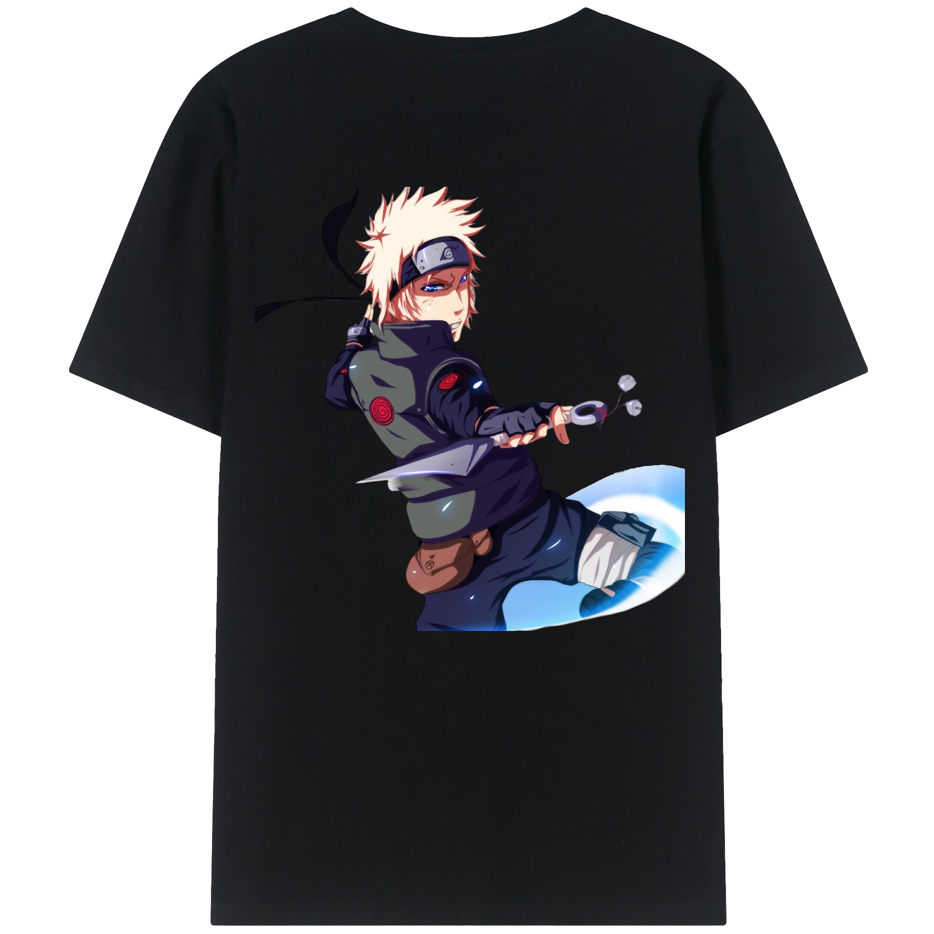 （画像用） NARUTO -ナルト- 波風 ミナト Namikaze Minato 綿100％ メンズ半袖Tシャツ（バックプリント） 通気性