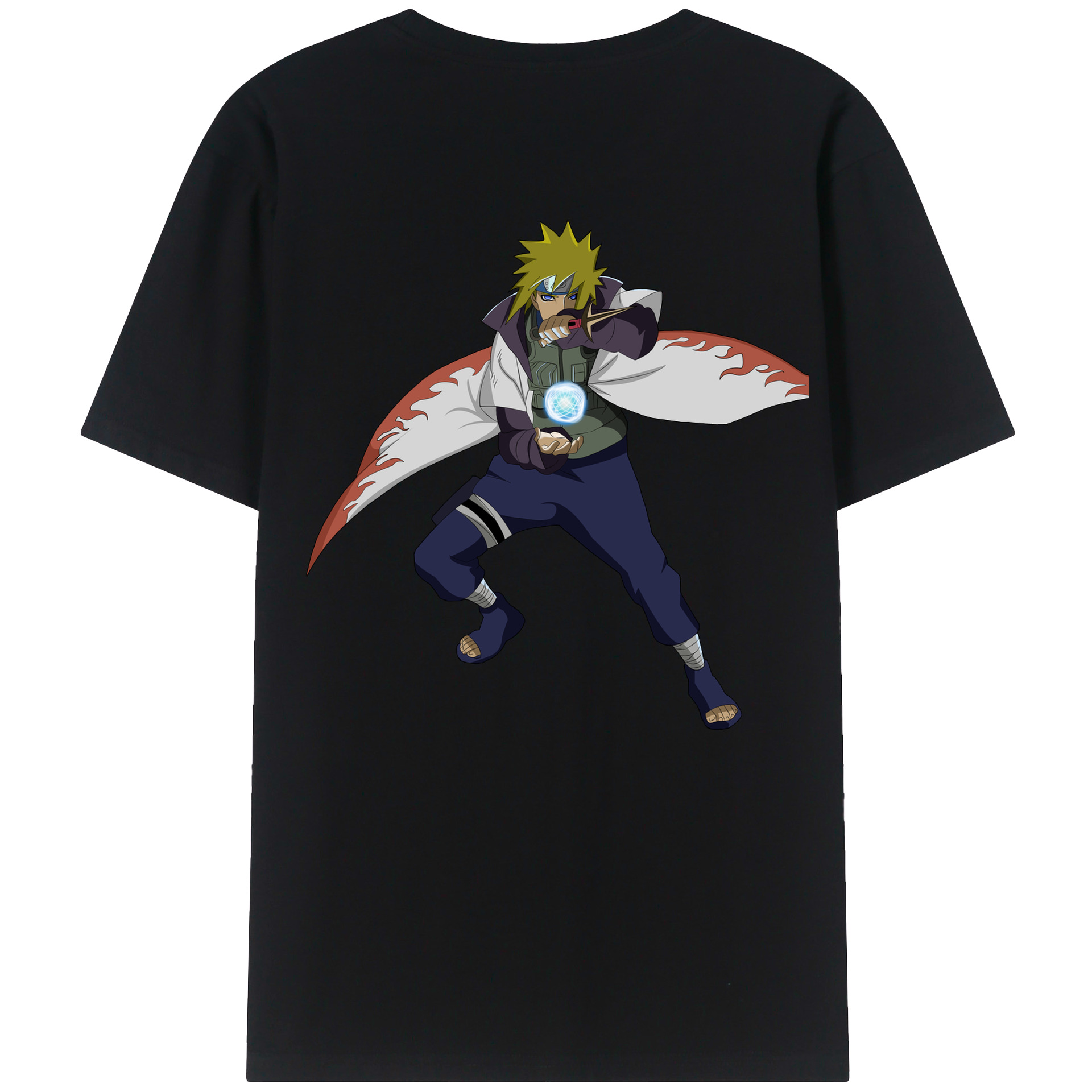 （画像用） NARUTO -ナルト- 波風 ミナト Namikaze Minato 綿100％ メンズ半袖Tシャツ（バックプリント） 通気性