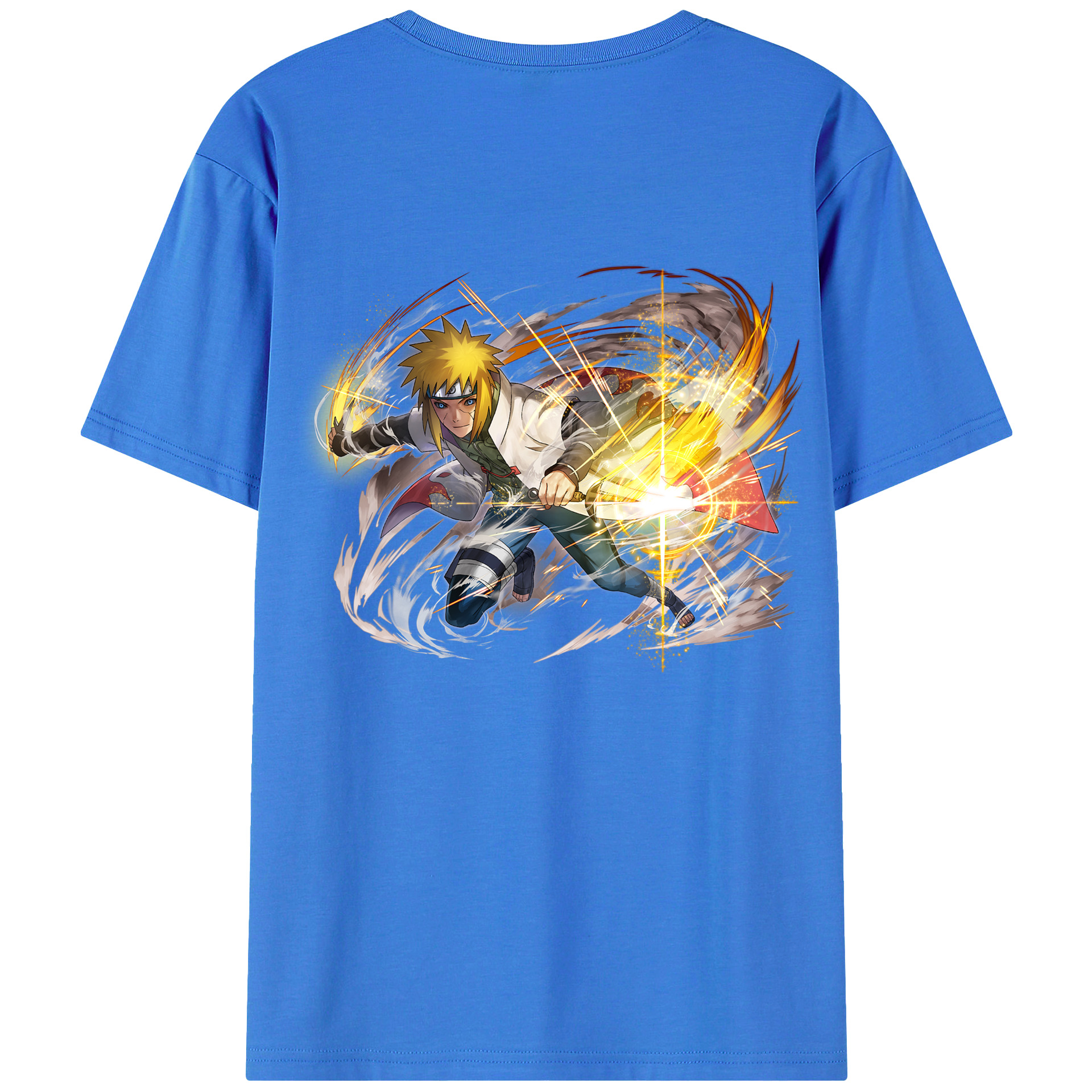 （画像用） NARUTO -ナルト- 波風 ミナト Namikaze Minato 綿100％ メンズ半袖Tシャツ（バックプリント） 通気性
