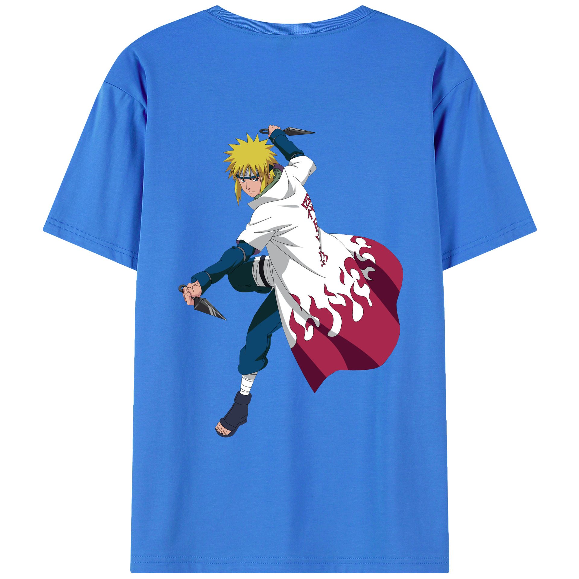 （画像用） NARUTO -ナルト- 波風 ミナト Namikaze Minato 綿100％ メンズ半袖Tシャツ（バックプリント） 通気性