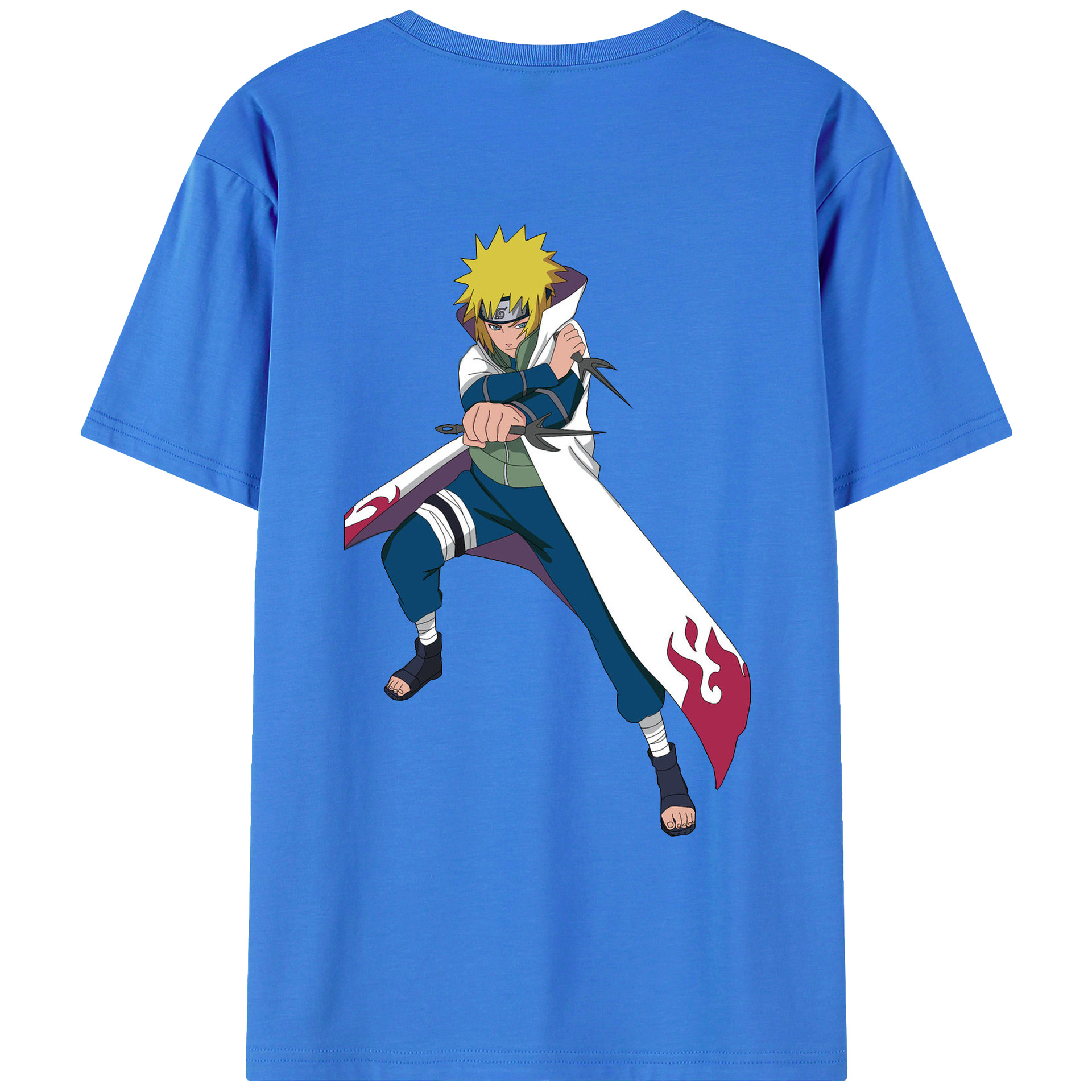 （画像用） NARUTO -ナルト- 波風 ミナト Namikaze Minato 綿100％ メンズ半袖Tシャツ（バックプリント） 通気性