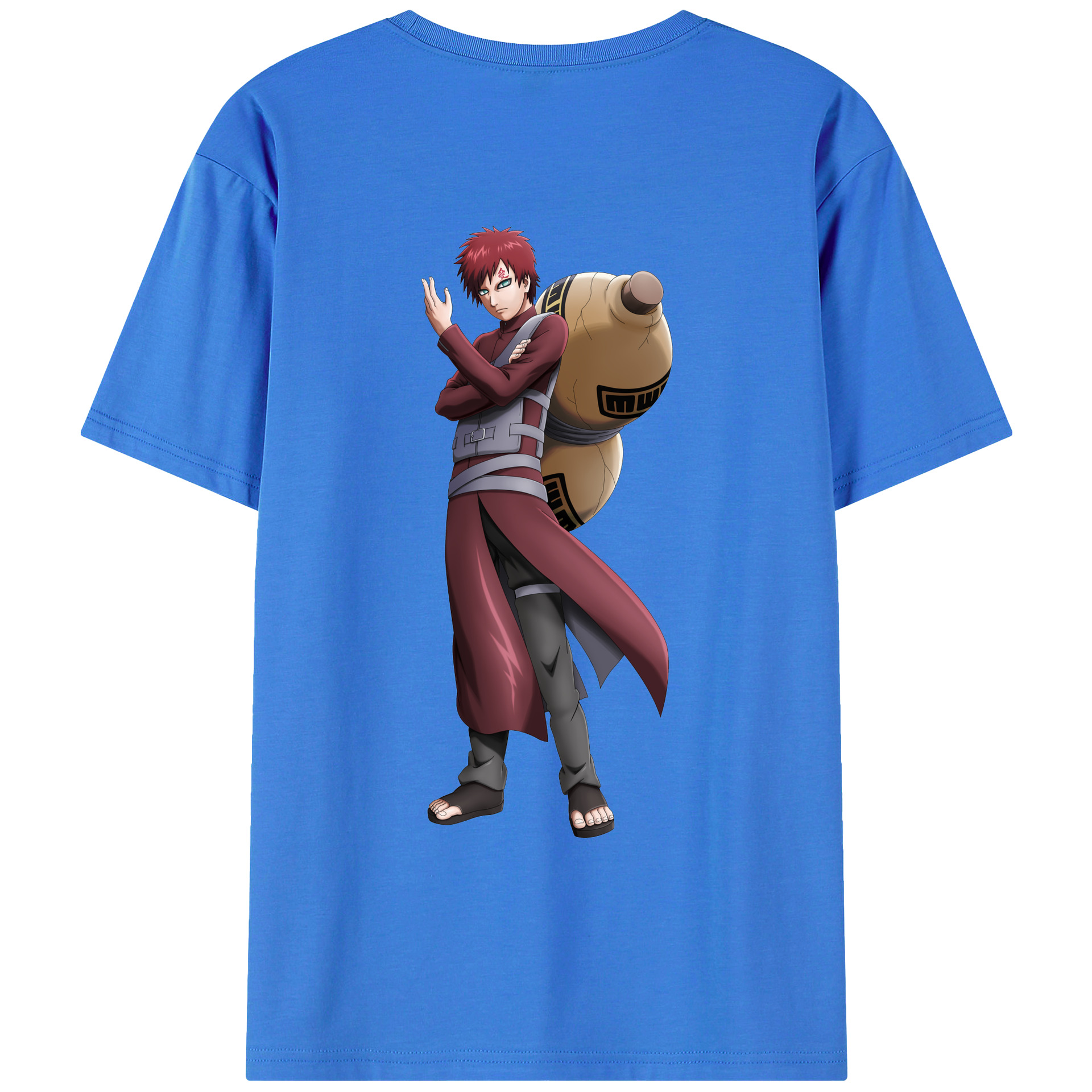 （画像用） NARUTO -ナルト- ガアラ Gaara 綿100％ メンズ半袖Tシャツ（バックプリント） 通気性