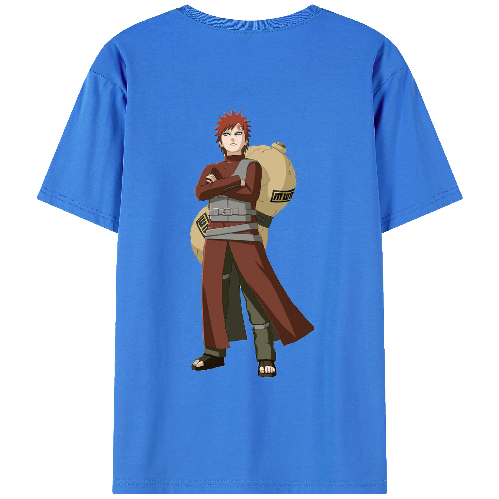 （画像用） NARUTO -ナルト- ガアラ Gaara 綿100％ メンズ半袖Tシャツ（バックプリント） 通気性