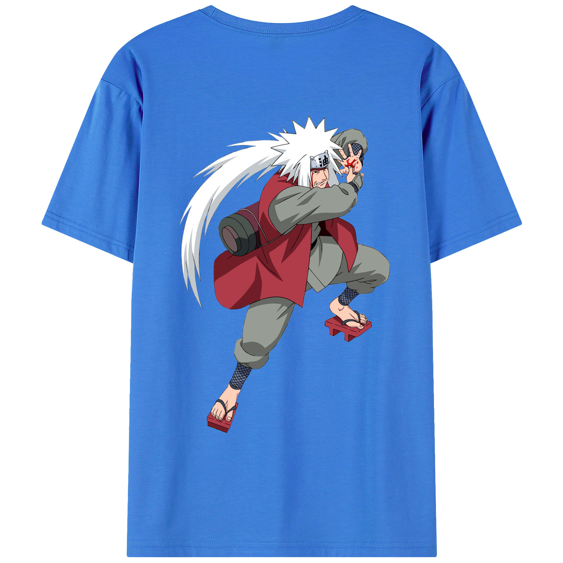 （画像用） NARUTO -ナルト- 自来也（じらいや） Jiraiya 綿100％ メンズ半袖Tシャツ（バックプリント） 通気性