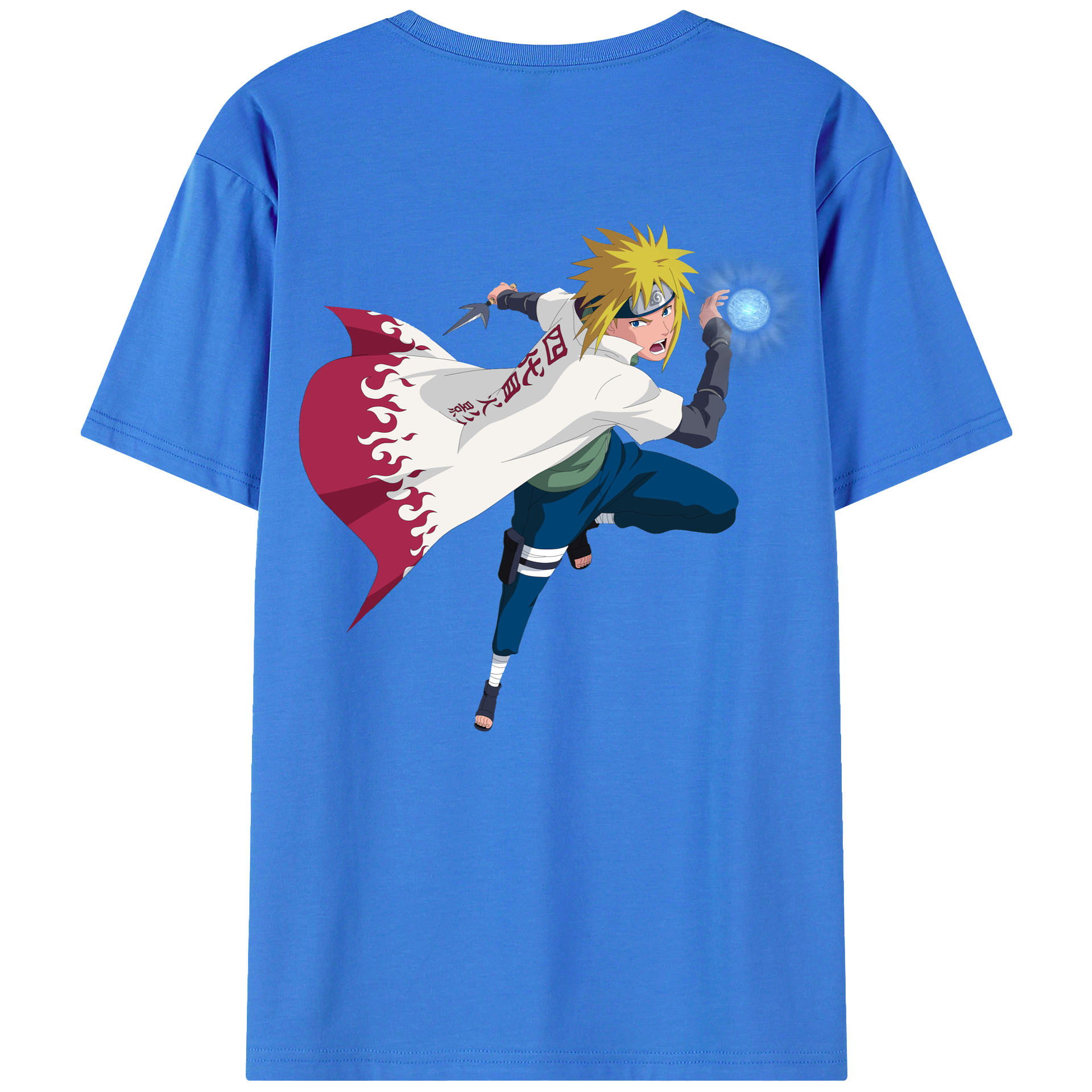 （画像用） NARUTO -ナルト- 波風 ミナト Namikaze Minato 綿100％ メンズ半袖Tシャツ（バックプリント） 通気性