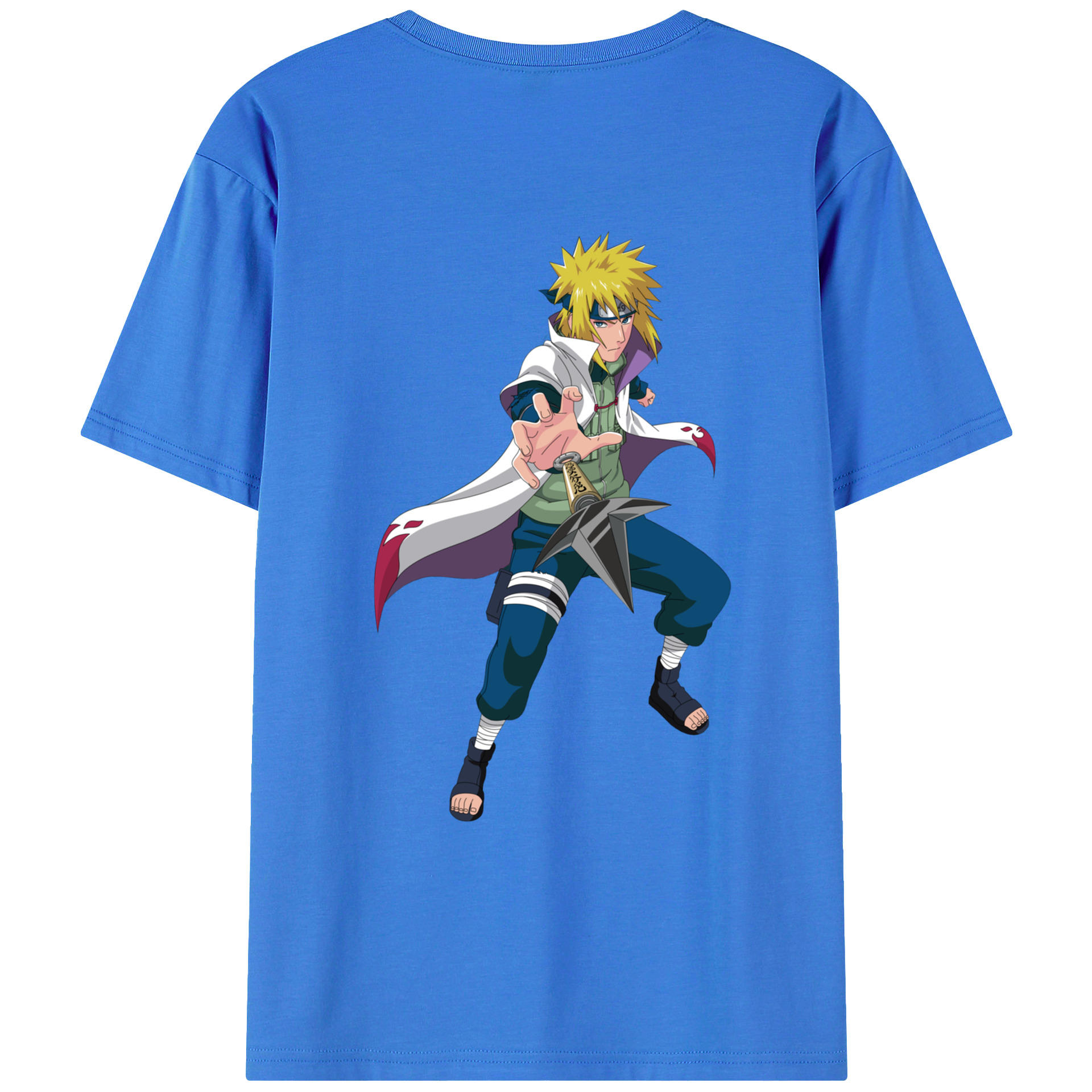（画像用） NARUTO -ナルト- 波風 ミナト Namikaze Minato 綿100％ メンズ半袖Tシャツ（バックプリント） 通気性