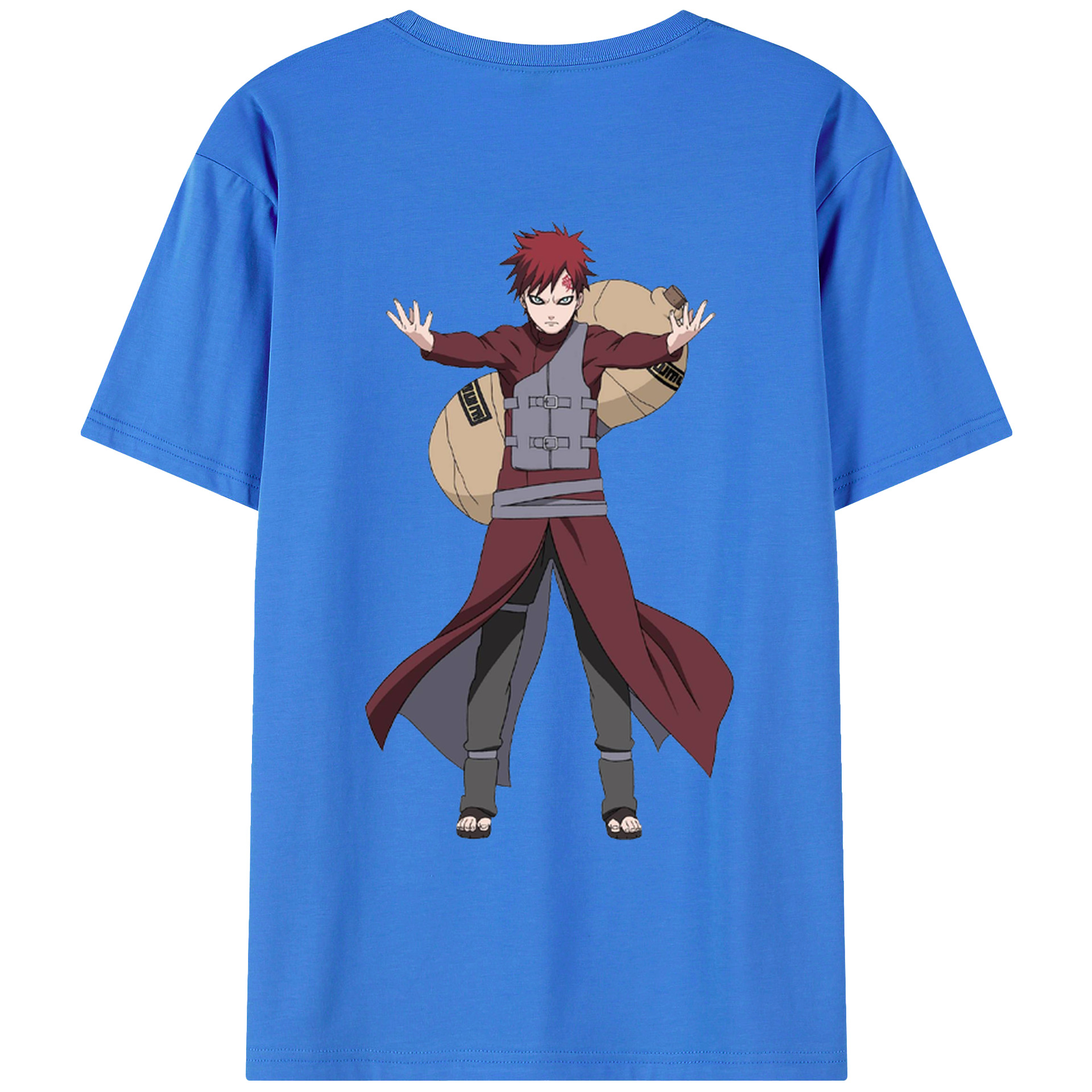 （画像用） NARUTO -ナルト- ガアラ Gaara 綿100％ メンズ半袖Tシャツ（バックプリント） 通気性