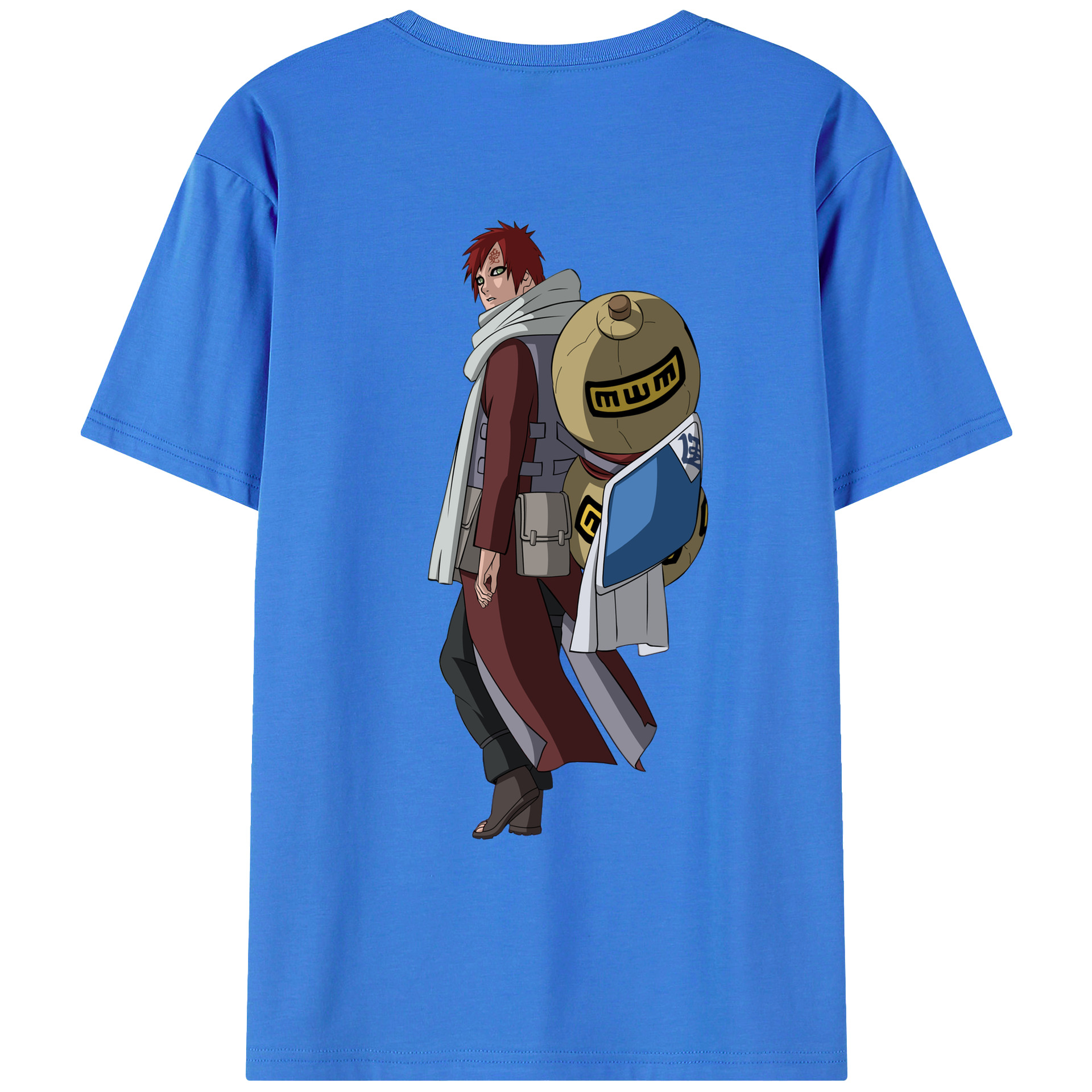 （画像用） NARUTO -ナルト- ガアラ Gaara 綿100％ メンズ半袖Tシャツ（バックプリント） 通気性