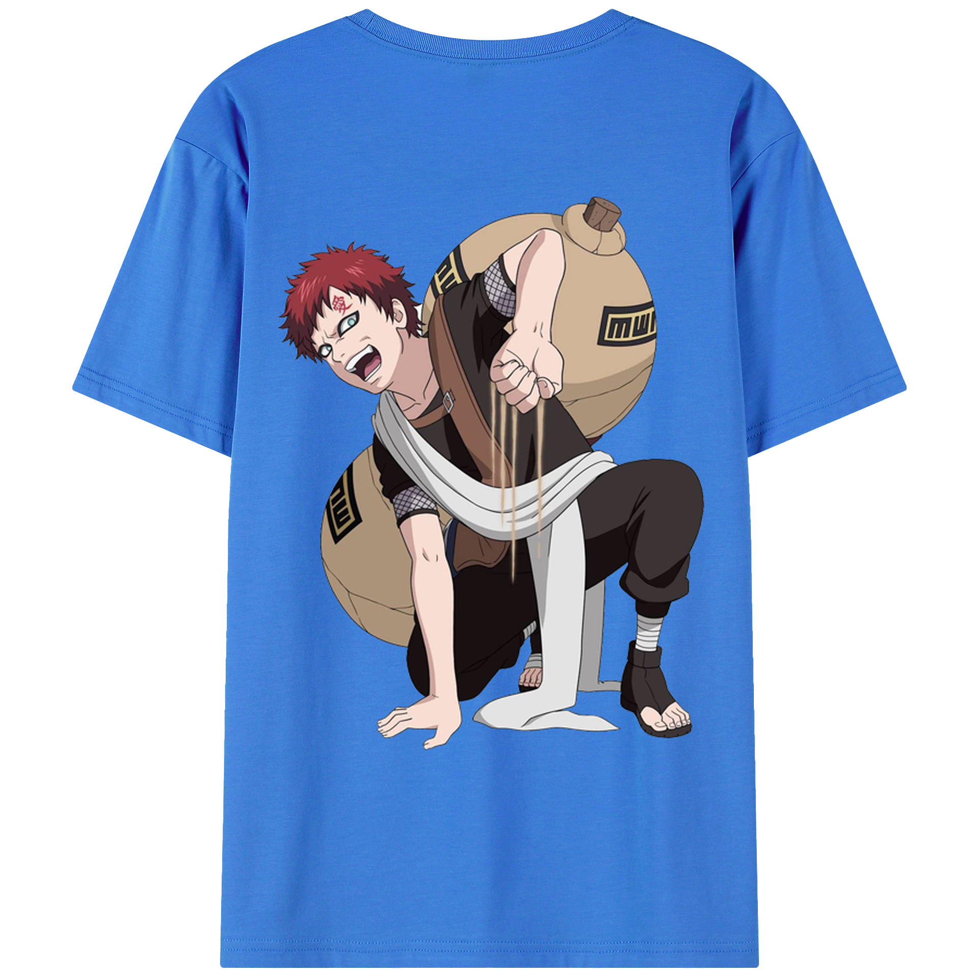 （画像用） NARUTO -ナルト- ガアラ Gaara 綿100％ メンズ半袖Tシャツ（バックプリント） 通気性