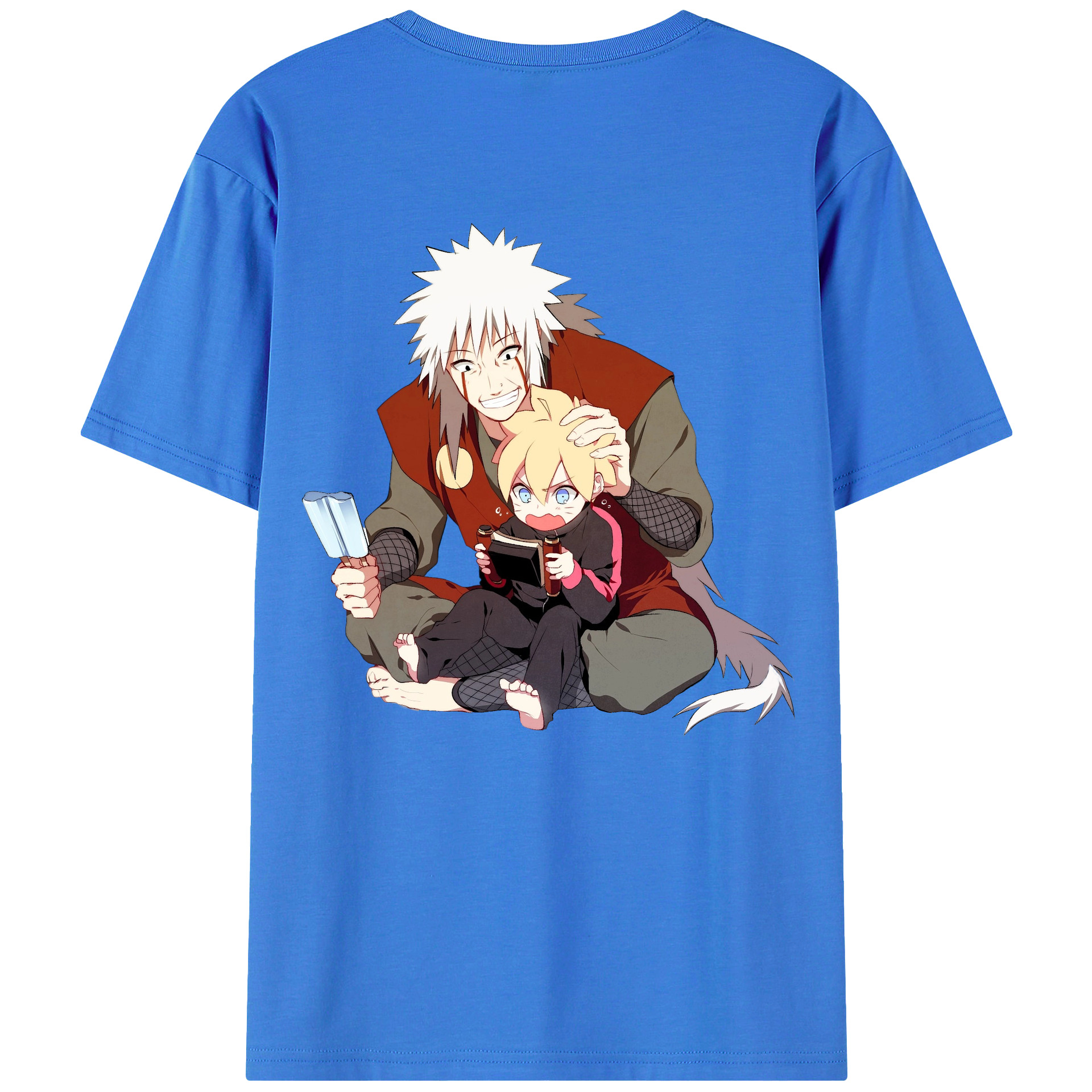 （画像用） NARUTO -ナルト- 自来也（じらいや） Jiraiya 綿100％ メンズ半袖Tシャツ（バックプリント） 通気性