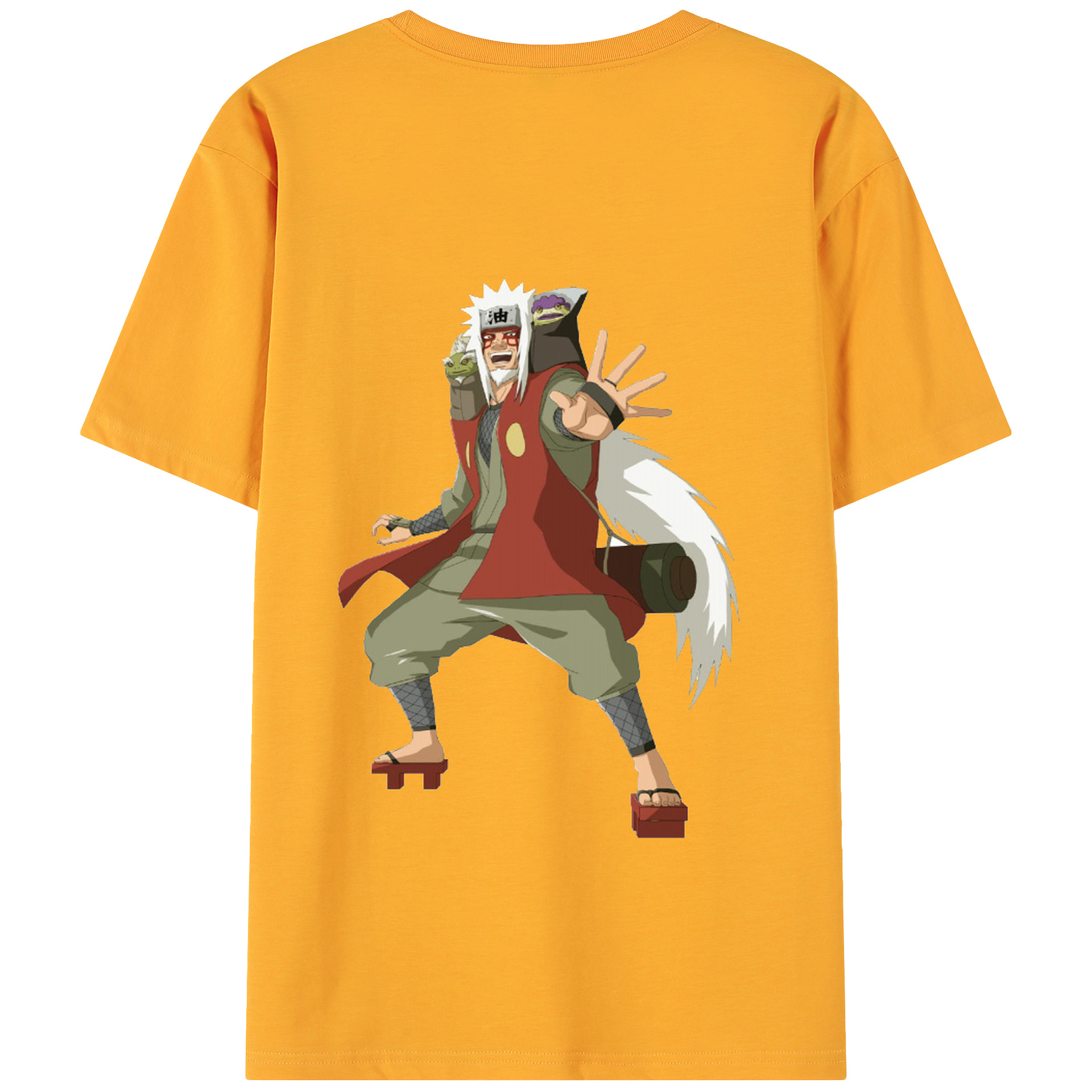 （画像用） NARUTO -ナルト- 自来也（じらいや） Jiraiya 綿100％ メンズ半袖Tシャツ（バックプリント） 通気性