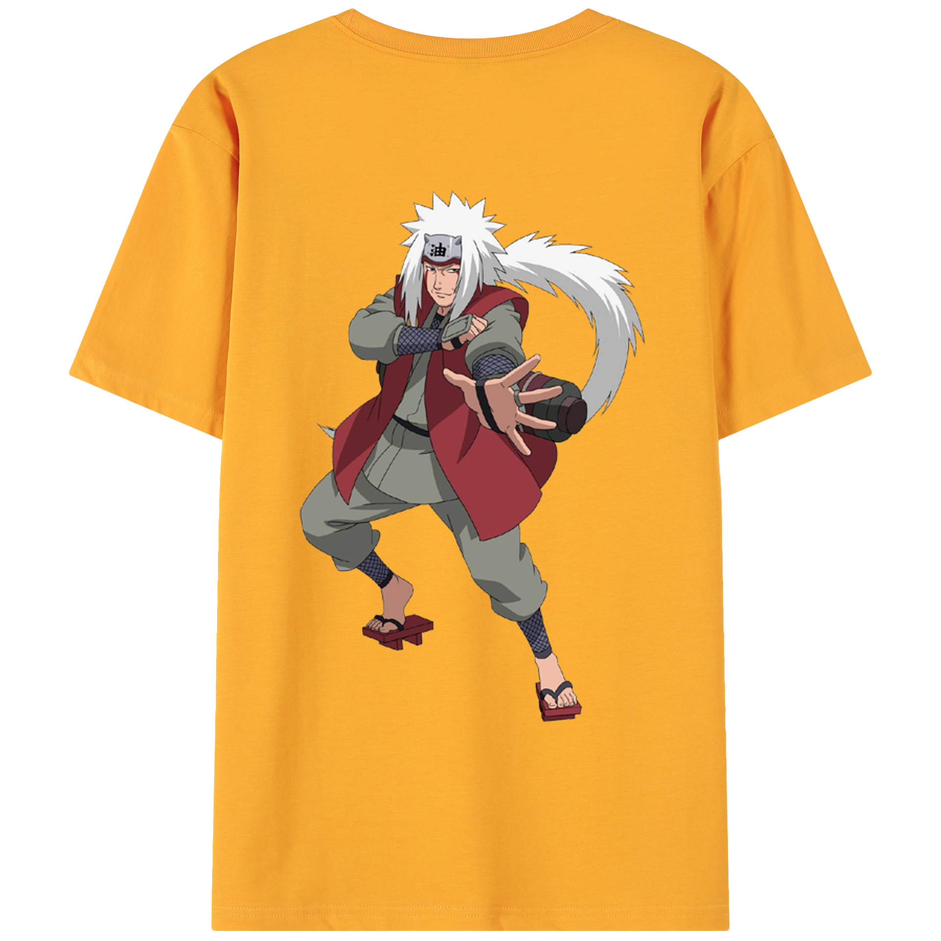 （画像用） NARUTO -ナルト- 自来也（じらいや） Jiraiya 綿100％ メンズ半袖Tシャツ（バックプリント） 通気性