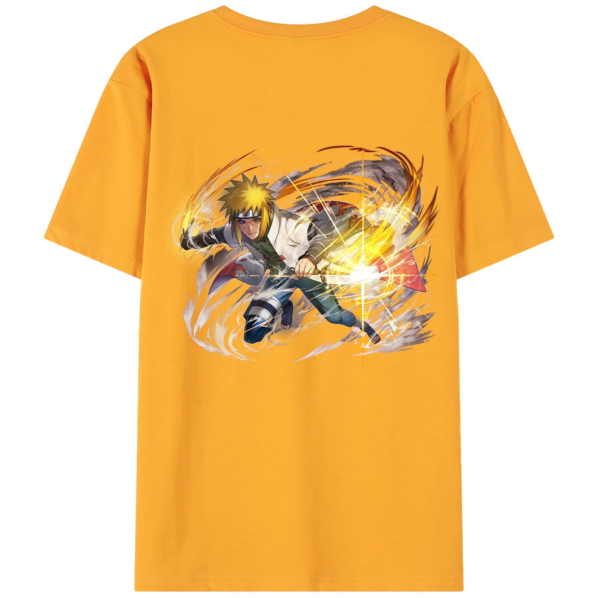 （画像用） NARUTO -ナルト- 波風 ミナト Namikaze Minato 綿100％ メンズ半袖Tシャツ（バックプリント） 通気性