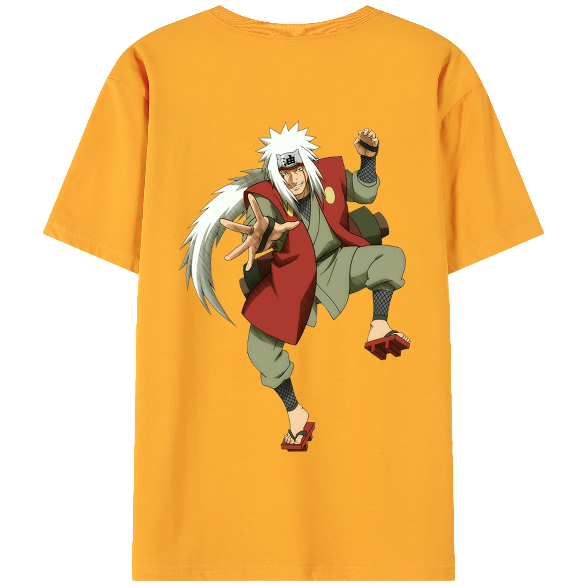 （画像用） NARUTO -ナルト- 自来也（じらいや） Jiraiya 綿100％ メンズ半袖Tシャツ（バックプリント） 通気性
