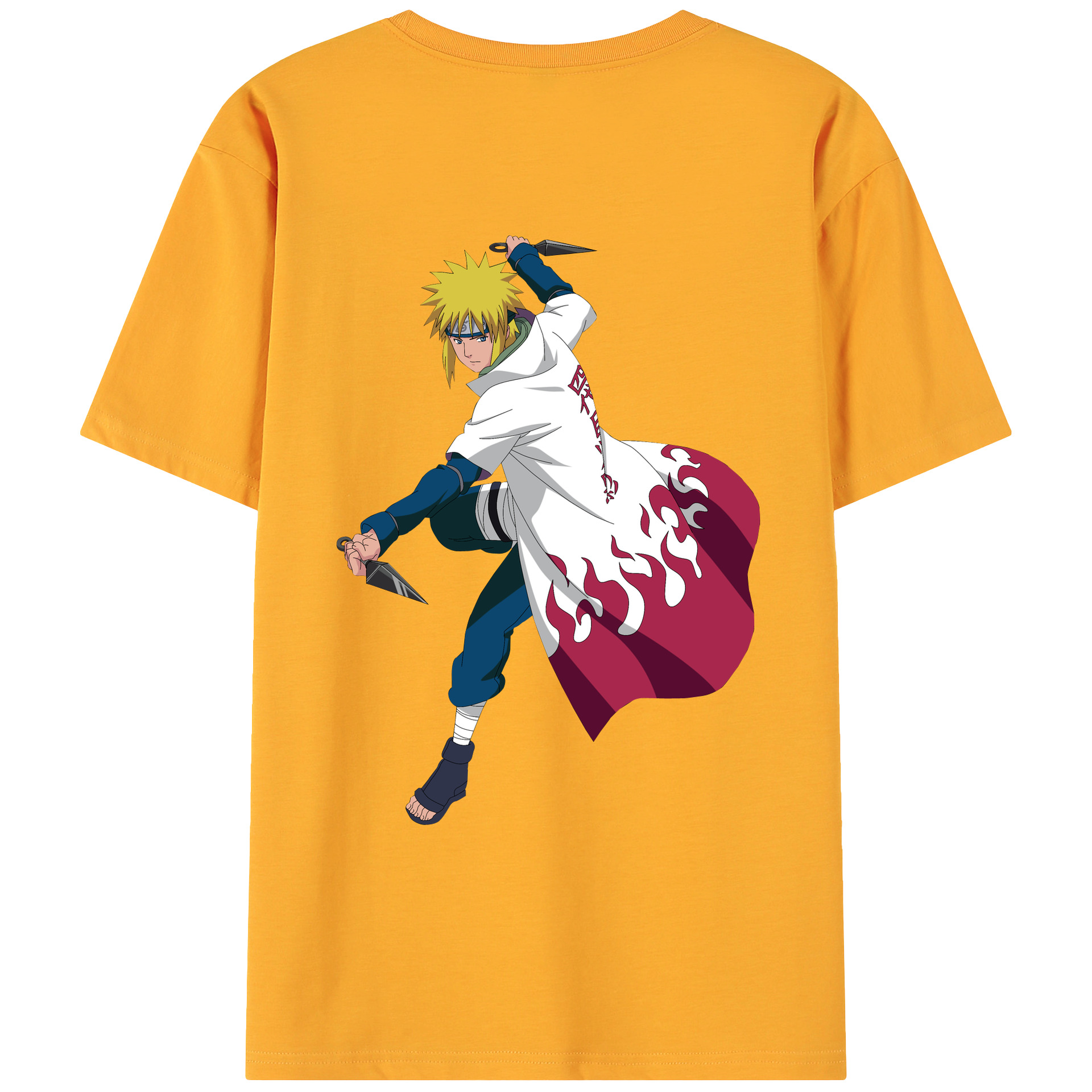 （画像用） NARUTO -ナルト- 波風 ミナト Namikaze Minato 綿100％ メンズ半袖Tシャツ（バックプリント） 通気性