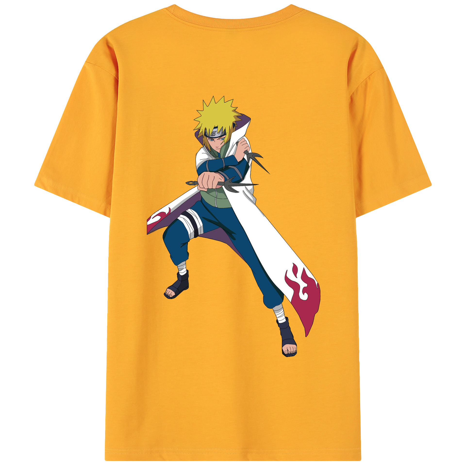 （画像用） NARUTO -ナルト- 波風 ミナト Namikaze Minato 綿100％ メンズ半袖Tシャツ（バックプリント） 通気性