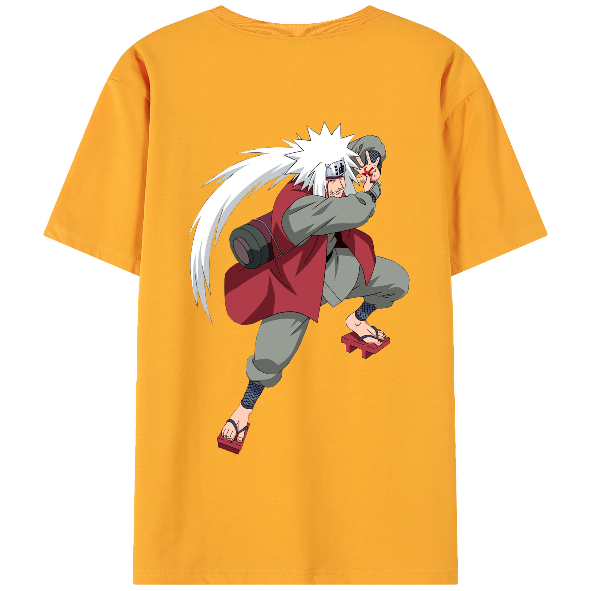 （画像用） NARUTO -ナルト- 自来也（じらいや） Jiraiya 綿100％ メンズ半袖Tシャツ（バックプリント） 通気性