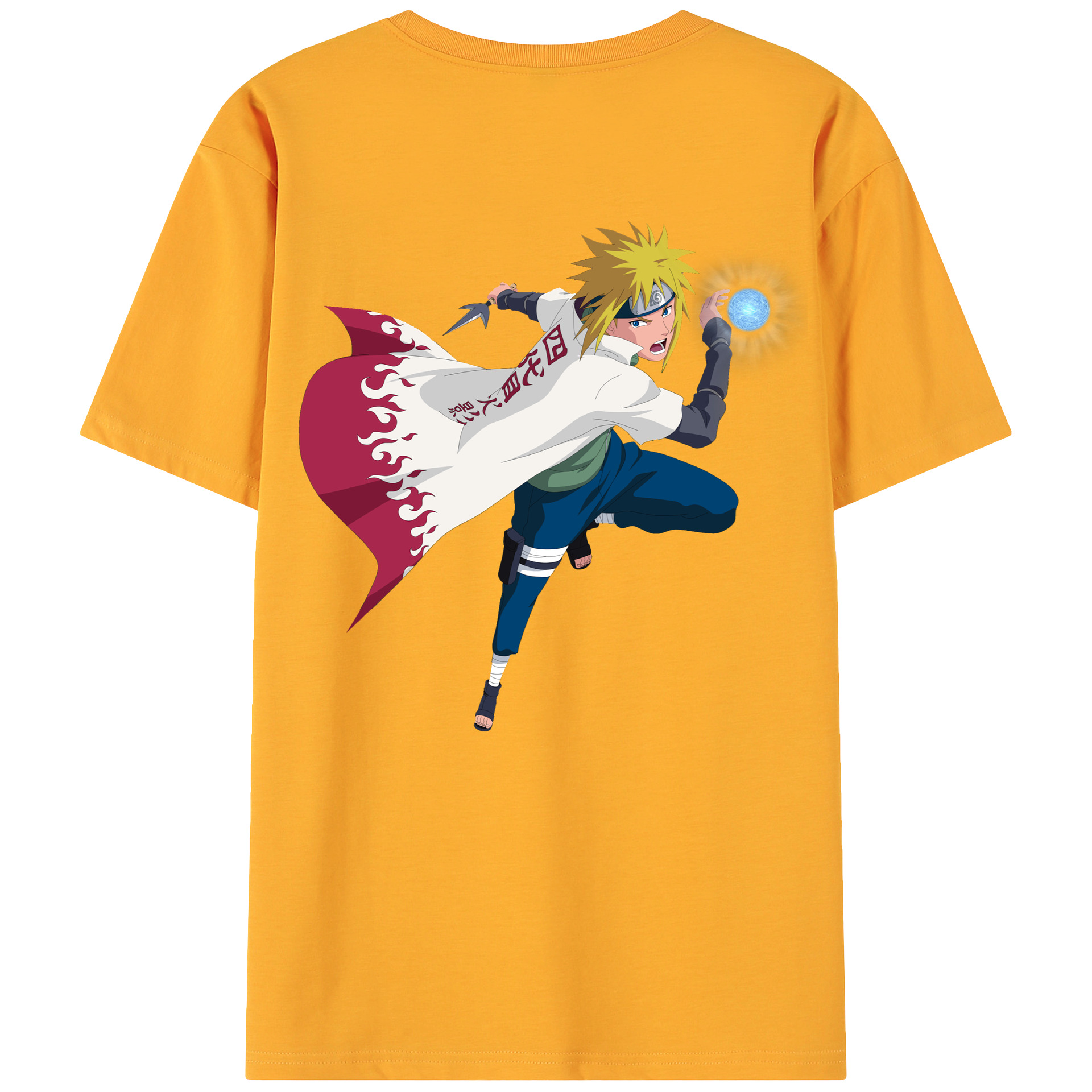 （画像用） NARUTO -ナルト- 波風 ミナト Namikaze Minato 綿100％ メンズ半袖Tシャツ（バックプリント） 通気性