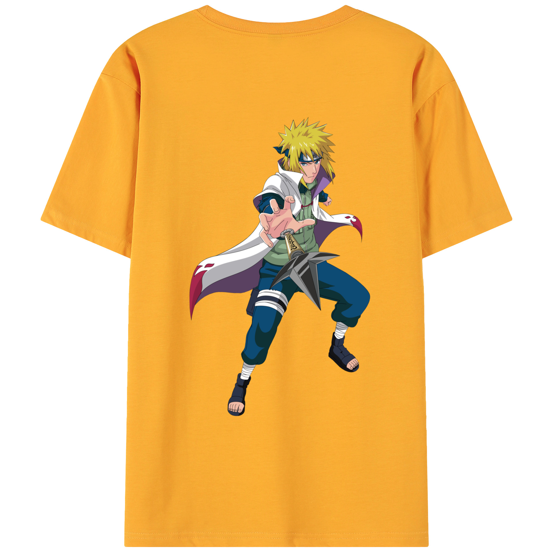 （画像用） NARUTO -ナルト- 波風 ミナト Namikaze Minato 綿100％ メンズ半袖Tシャツ（バックプリント） 通気性