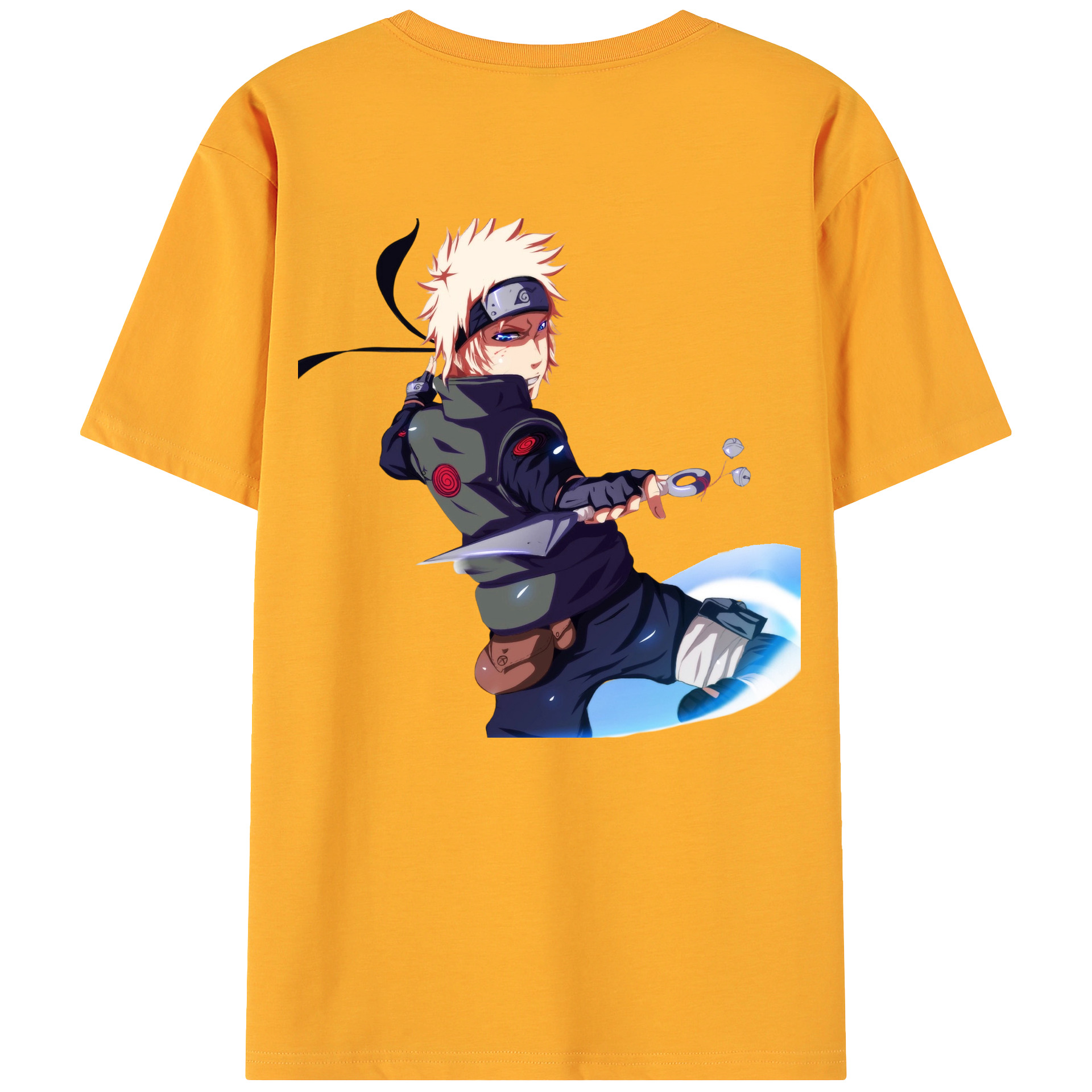 （画像用） NARUTO -ナルト- 波風 ミナト Namikaze Minato 綿100％ メンズ半袖Tシャツ（バックプリント） 通気性