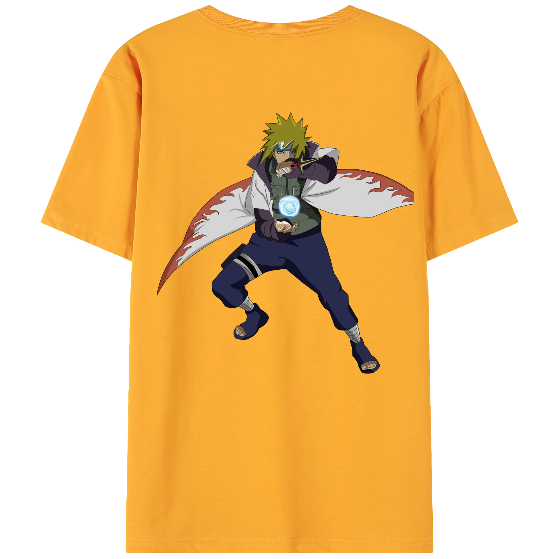 （画像用） NARUTO -ナルト- 波風 ミナト Namikaze Minato 綿100％ メンズ半袖Tシャツ（バックプリント） 通気性