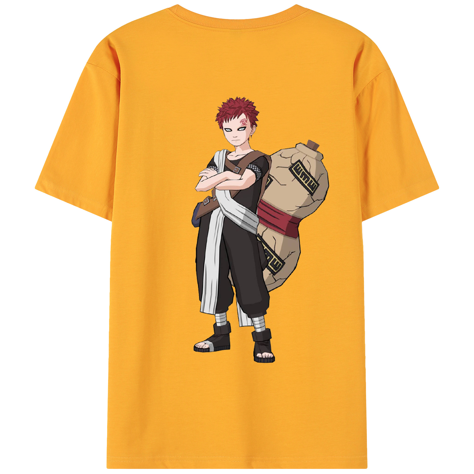 NARUTO -ナルト- ガアラ Gaara 綿100％ メンズ半袖Tシャツ（バックプリント） 通気性