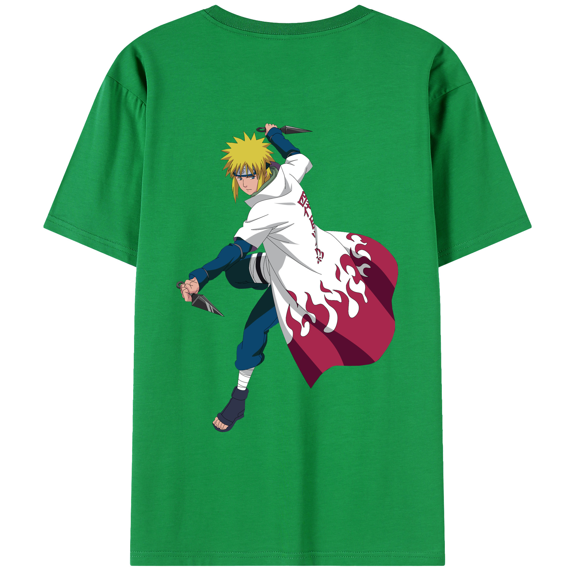 （画像用） NARUTO -ナルト- 波風 ミナト Namikaze Minato 綿100％ メンズ半袖Tシャツ（バックプリント） 通気性