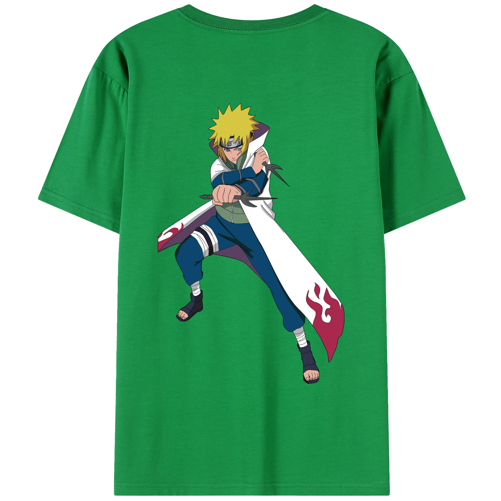 （画像用） NARUTO -ナルト- 波風 ミナト Namikaze Minato 綿100％ メンズ半袖Tシャツ（バックプリント） 通気性