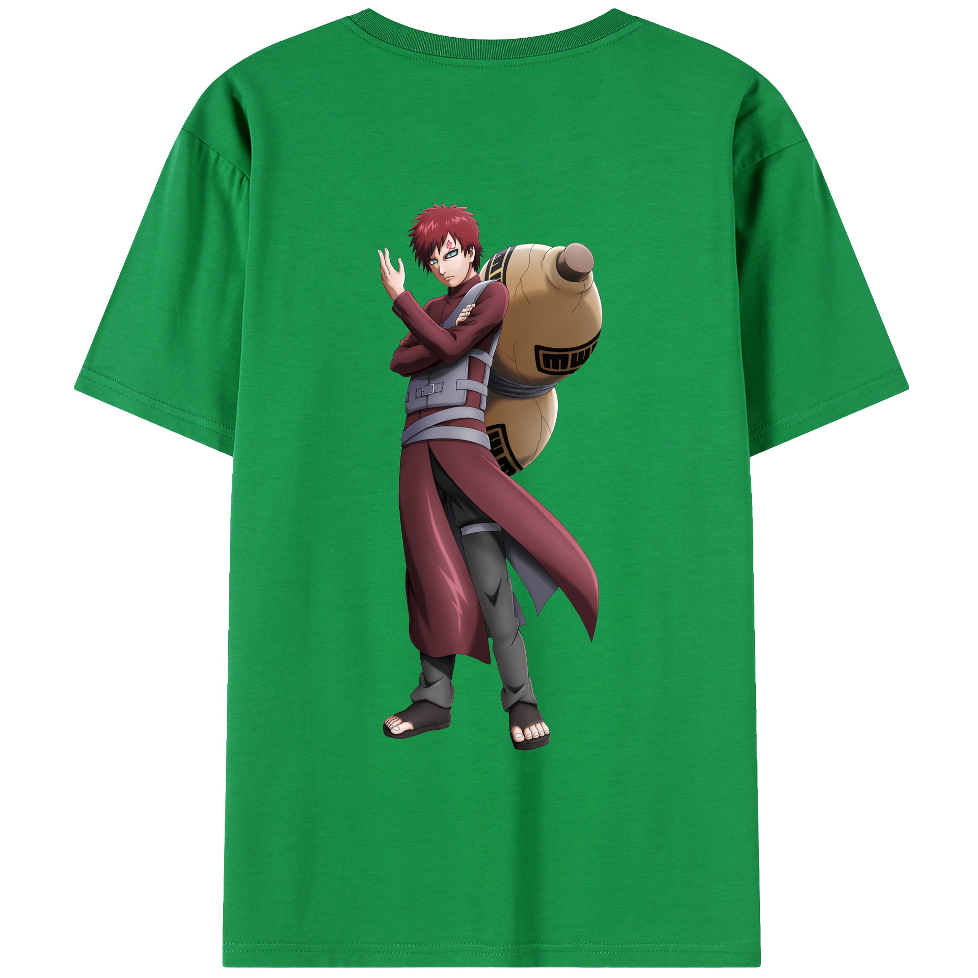 （画像用） NARUTO -ナルト- ガアラ Gaara 綿100％ メンズ半袖Tシャツ（バックプリント） 通気性