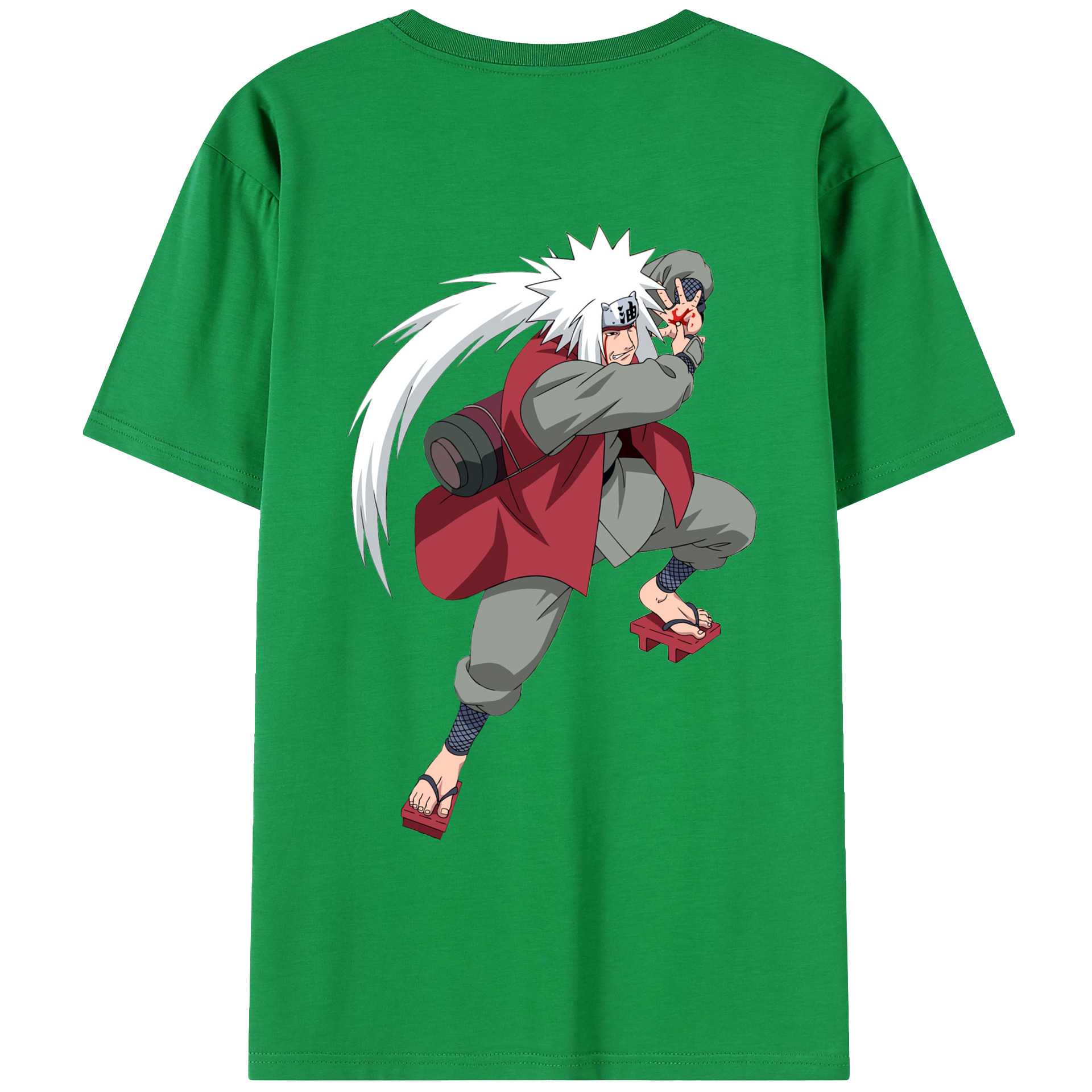 （画像用） NARUTO -ナルト- 自来也（じらいや） Jiraiya 綿100％ メンズ半袖Tシャツ（バックプリント） 通気性