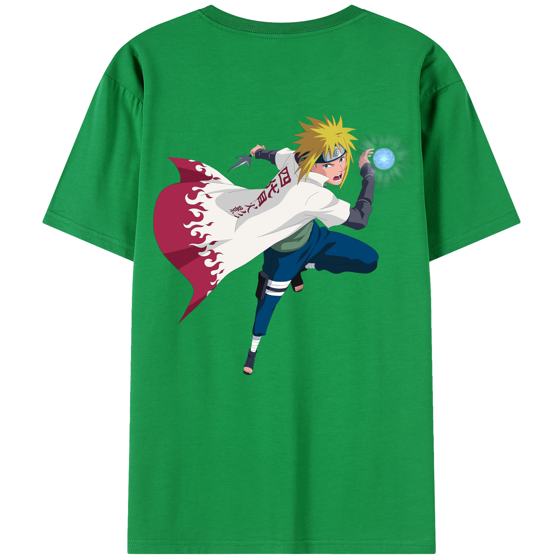 （画像用） NARUTO -ナルト- 波風 ミナト Namikaze Minato 綿100％ メンズ半袖Tシャツ（バックプリント） 通気性