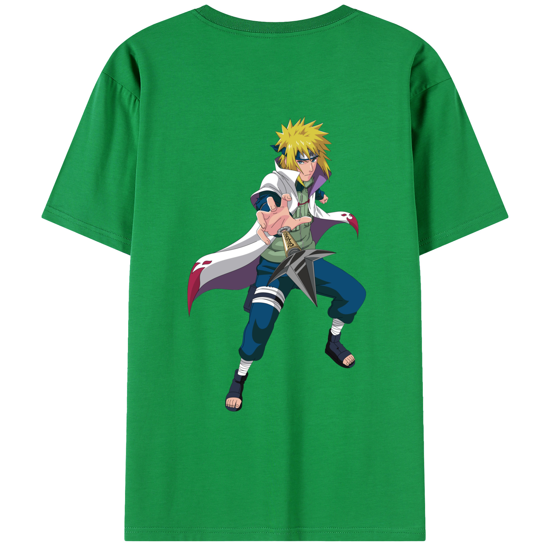 （画像用） NARUTO -ナルト- 波風 ミナト Namikaze Minato 綿100％ メンズ半袖Tシャツ（バックプリント） 通気性