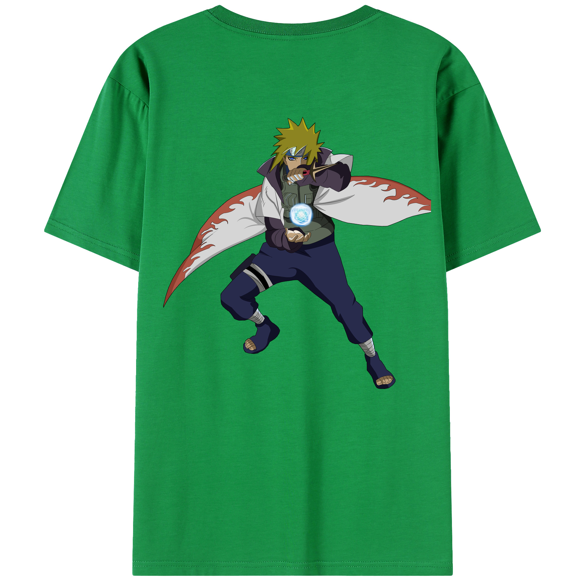 （画像用） NARUTO -ナルト- 波風 ミナト Namikaze Minato 綿100％ メンズ半袖Tシャツ（バックプリント） 通気性
