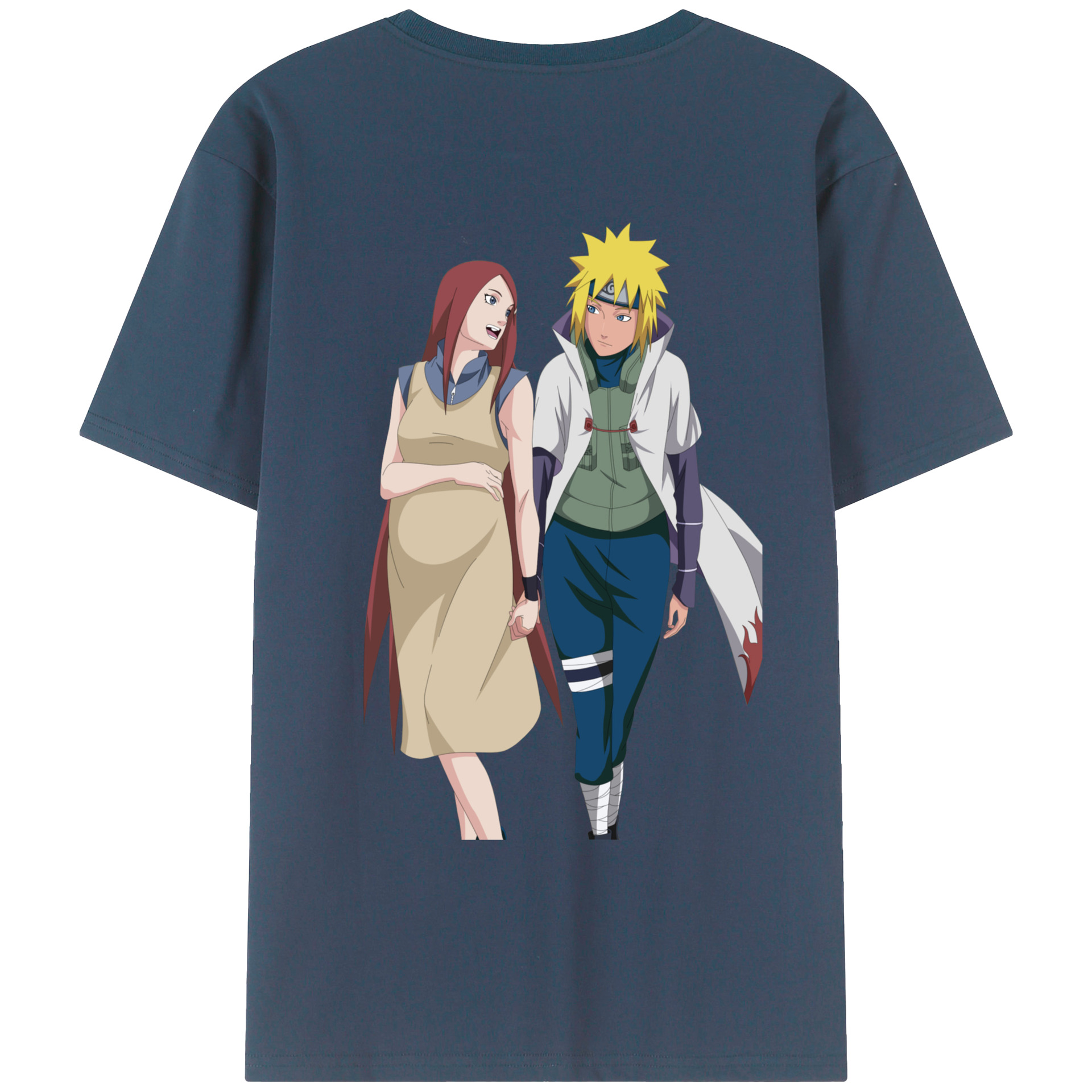 （画像用） NARUTO -ナルト- 波風 ミナト Namikaze Minato 綿100％ メンズ半袖Tシャツ（バックプリント） 通気性