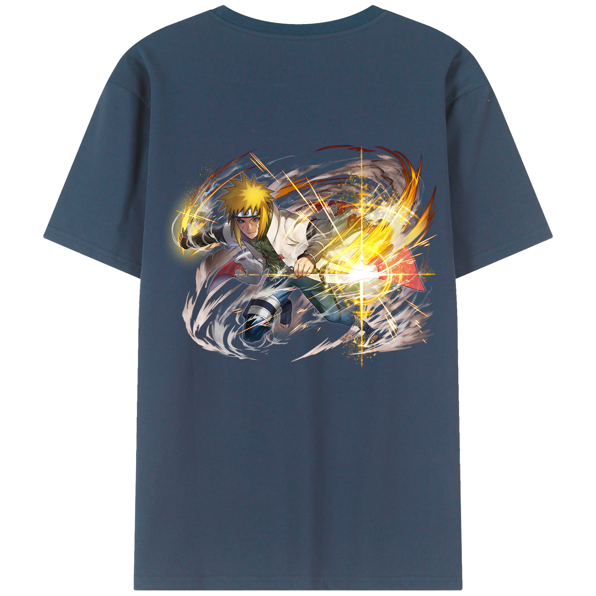 （画像用） NARUTO -ナルト- 波風 ミナト Namikaze Minato 綿100％ メンズ半袖Tシャツ（バックプリント） 通気性