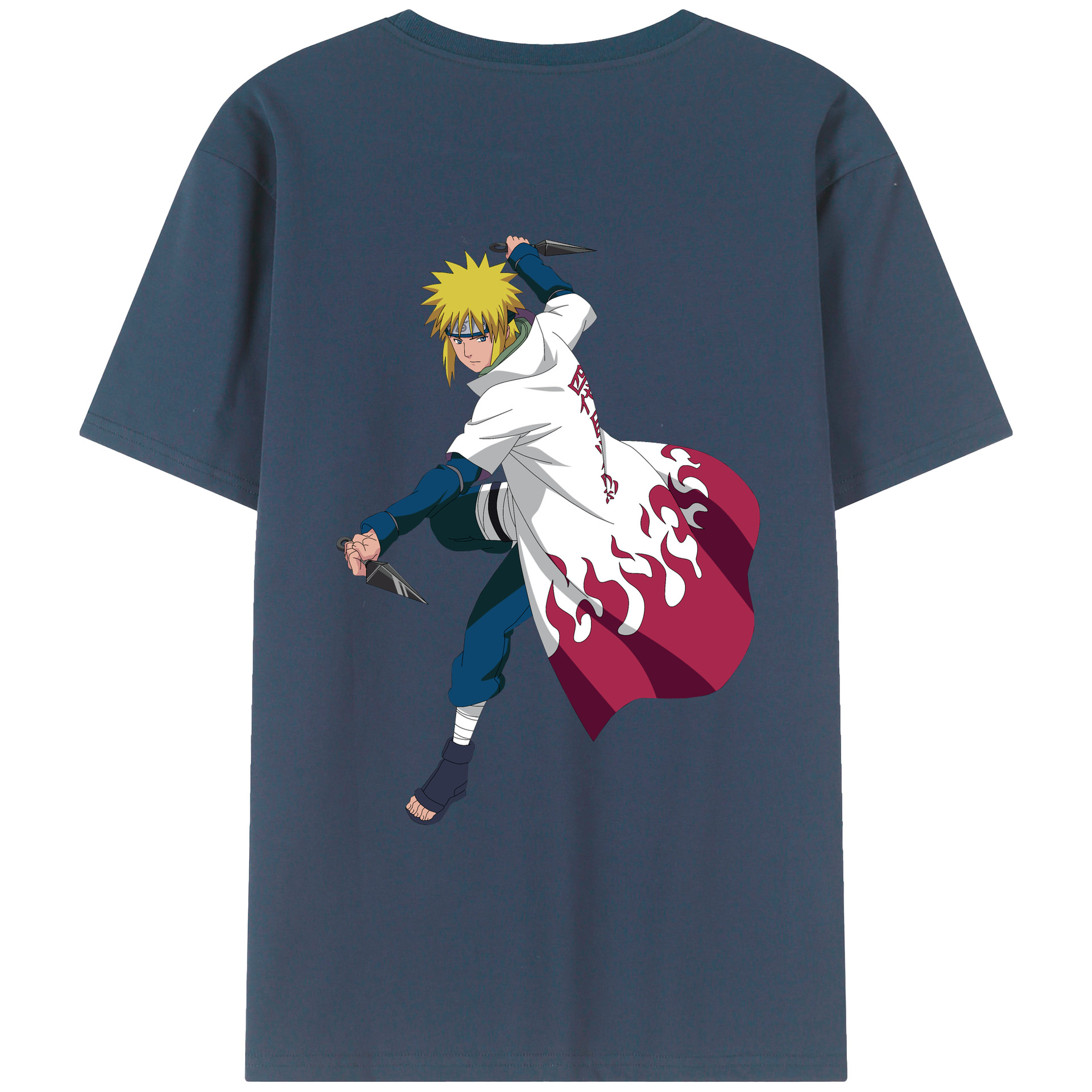 （画像用） NARUTO -ナルト- 波風 ミナト Namikaze Minato 綿100％ メンズ半袖Tシャツ（バックプリント） 通気性