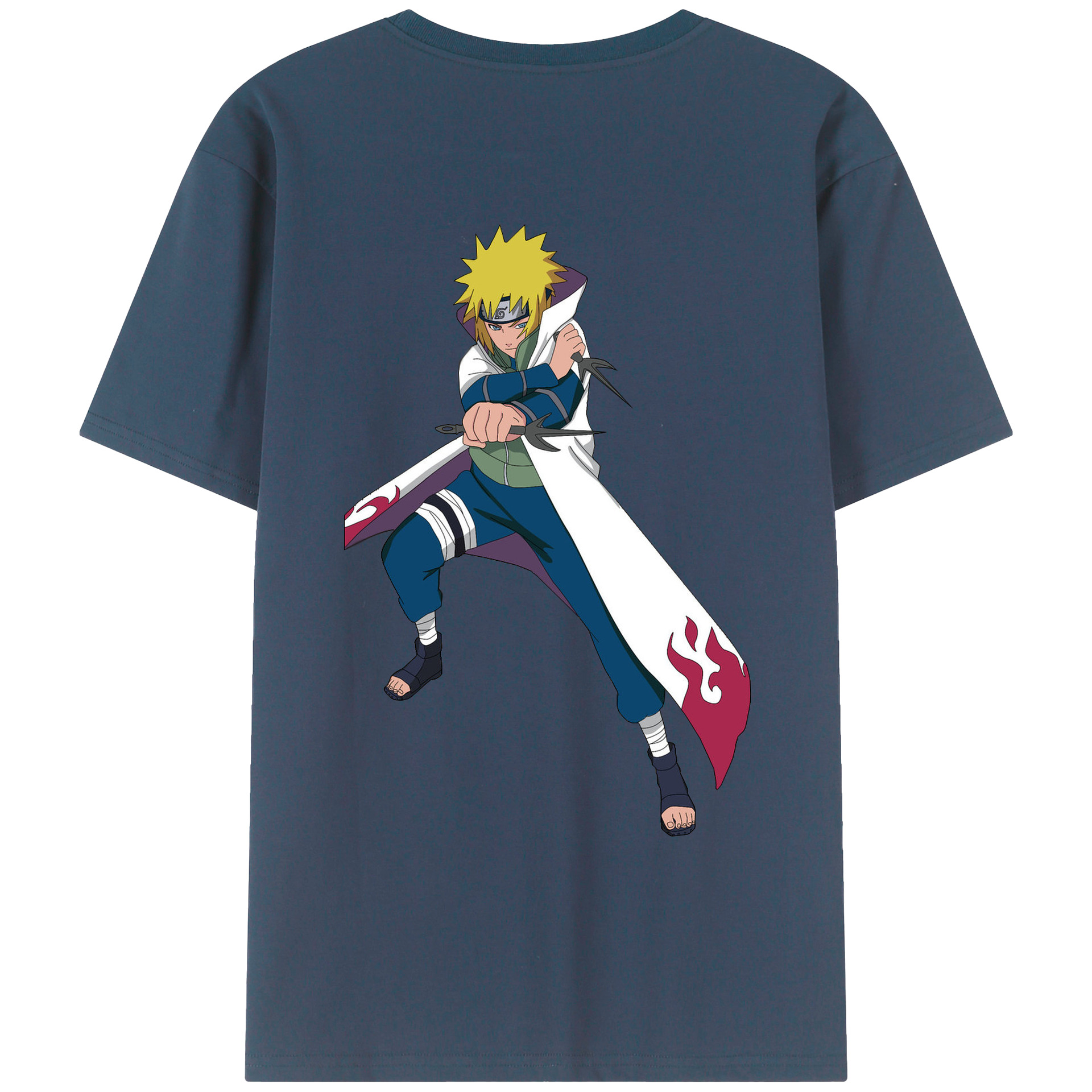 （画像用） NARUTO -ナルト- 波風 ミナト Namikaze Minato 綿100％ メンズ半袖Tシャツ（バックプリント） 通気性