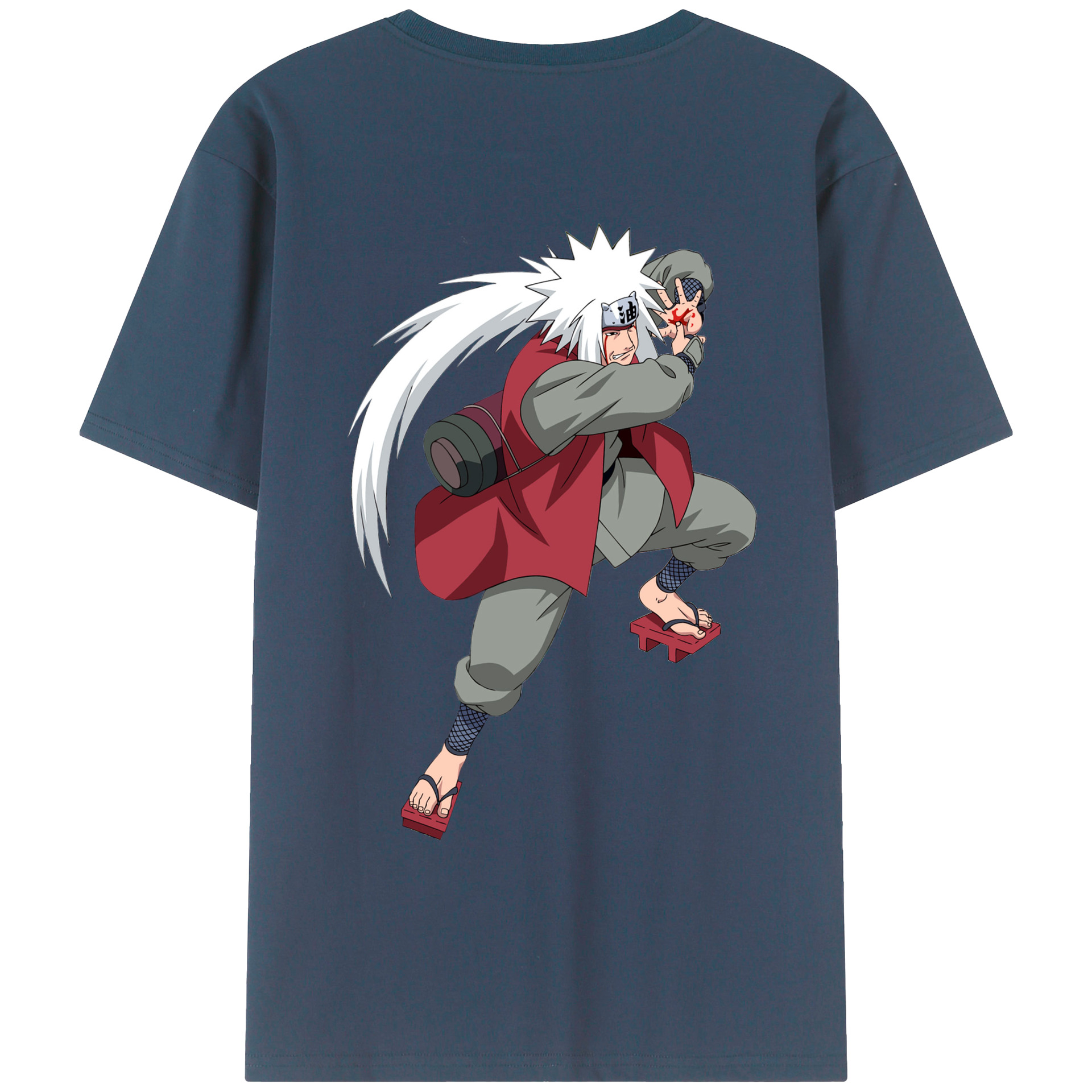 （画像用） NARUTO -ナルト- 自来也（じらいや） Jiraiya 綿100％ メンズ半袖Tシャツ（バックプリント） 通気性