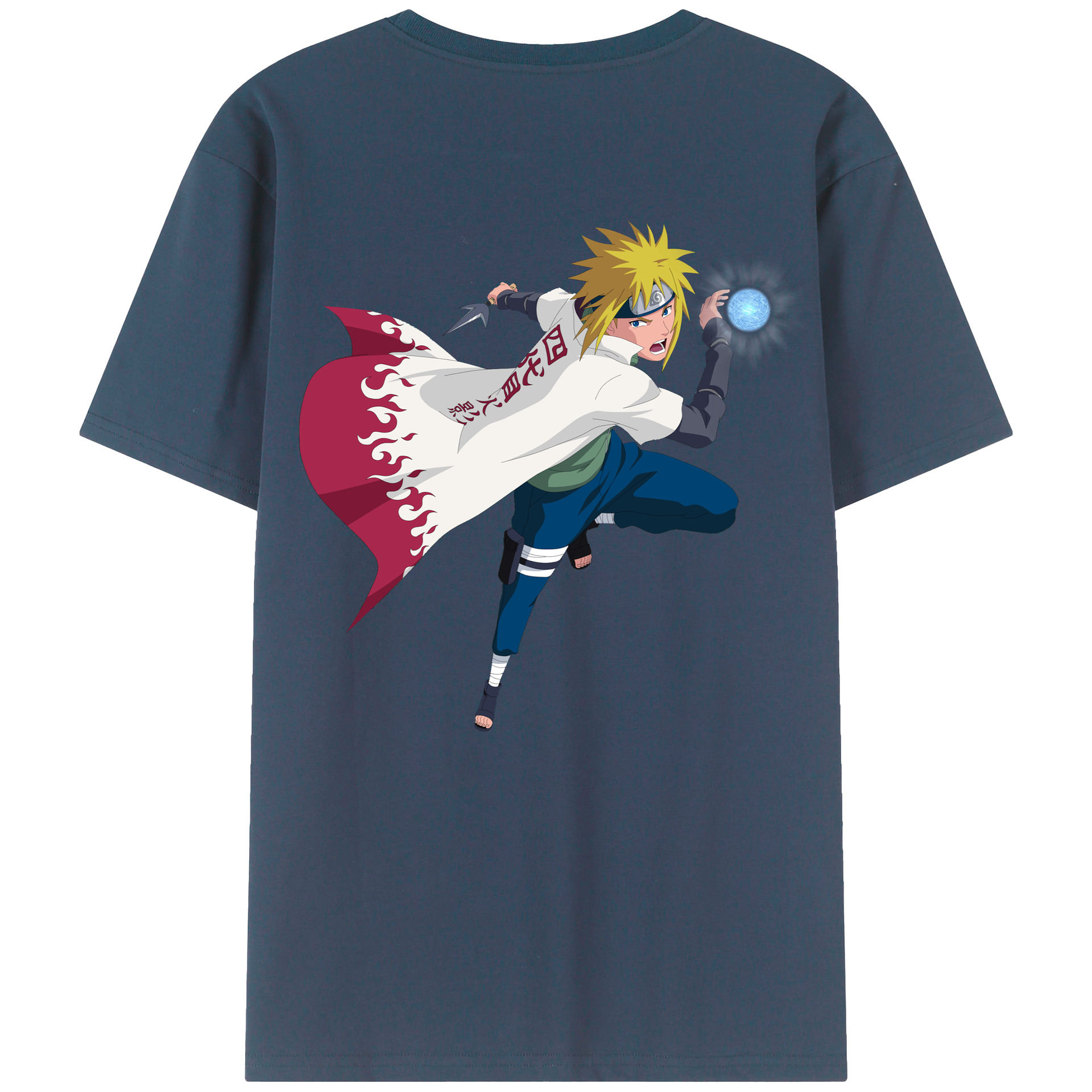 （画像用） NARUTO -ナルト- 波風 ミナト Namikaze Minato 綿100％ メンズ半袖Tシャツ（バックプリント） 通気性