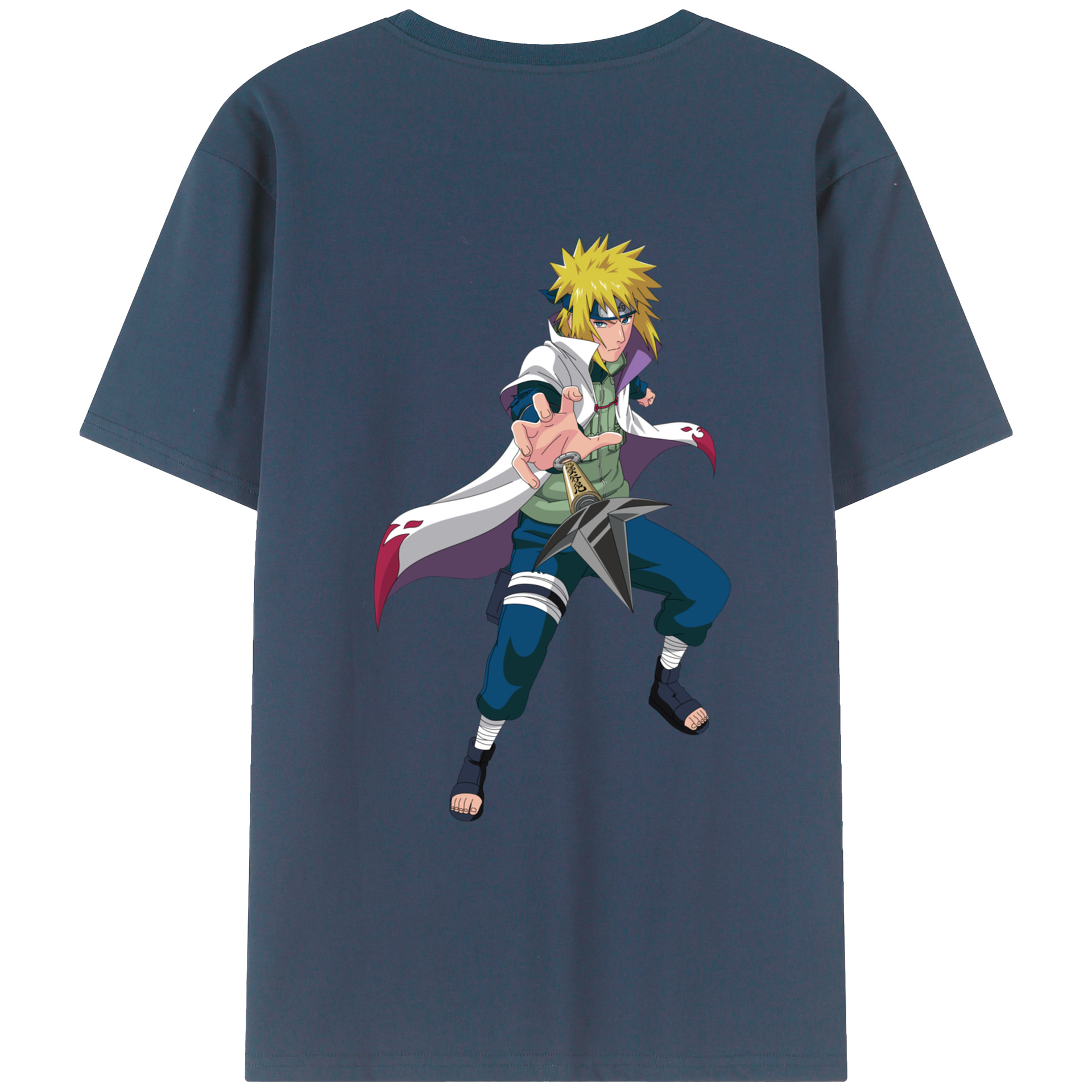 （画像用） NARUTO -ナルト- 波風 ミナト Namikaze Minato 綿100％ メンズ半袖Tシャツ（バックプリント） 通気性