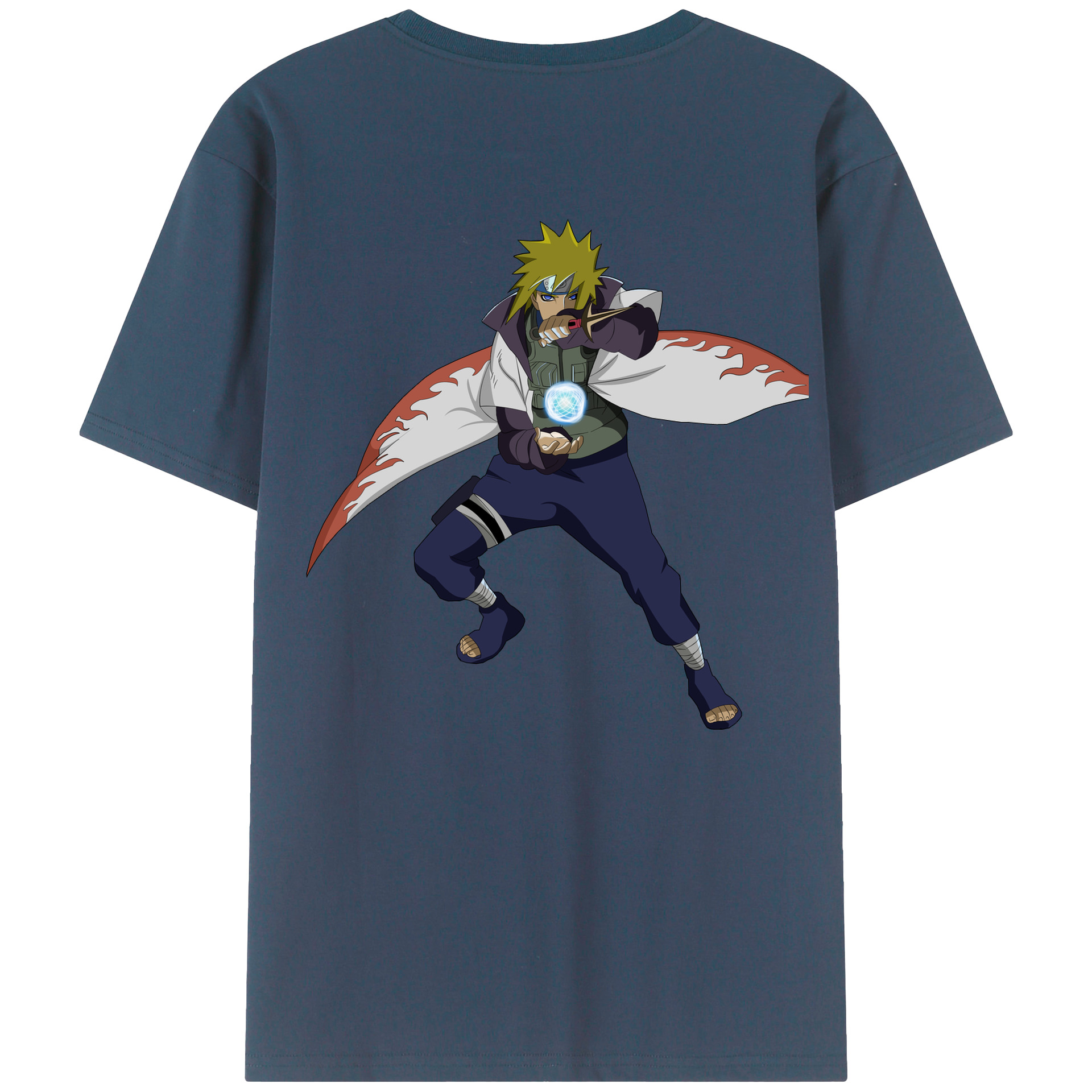 （画像用） NARUTO -ナルト- 波風 ミナト Namikaze Minato 綿100％ メンズ半袖Tシャツ（バックプリント） 通気性