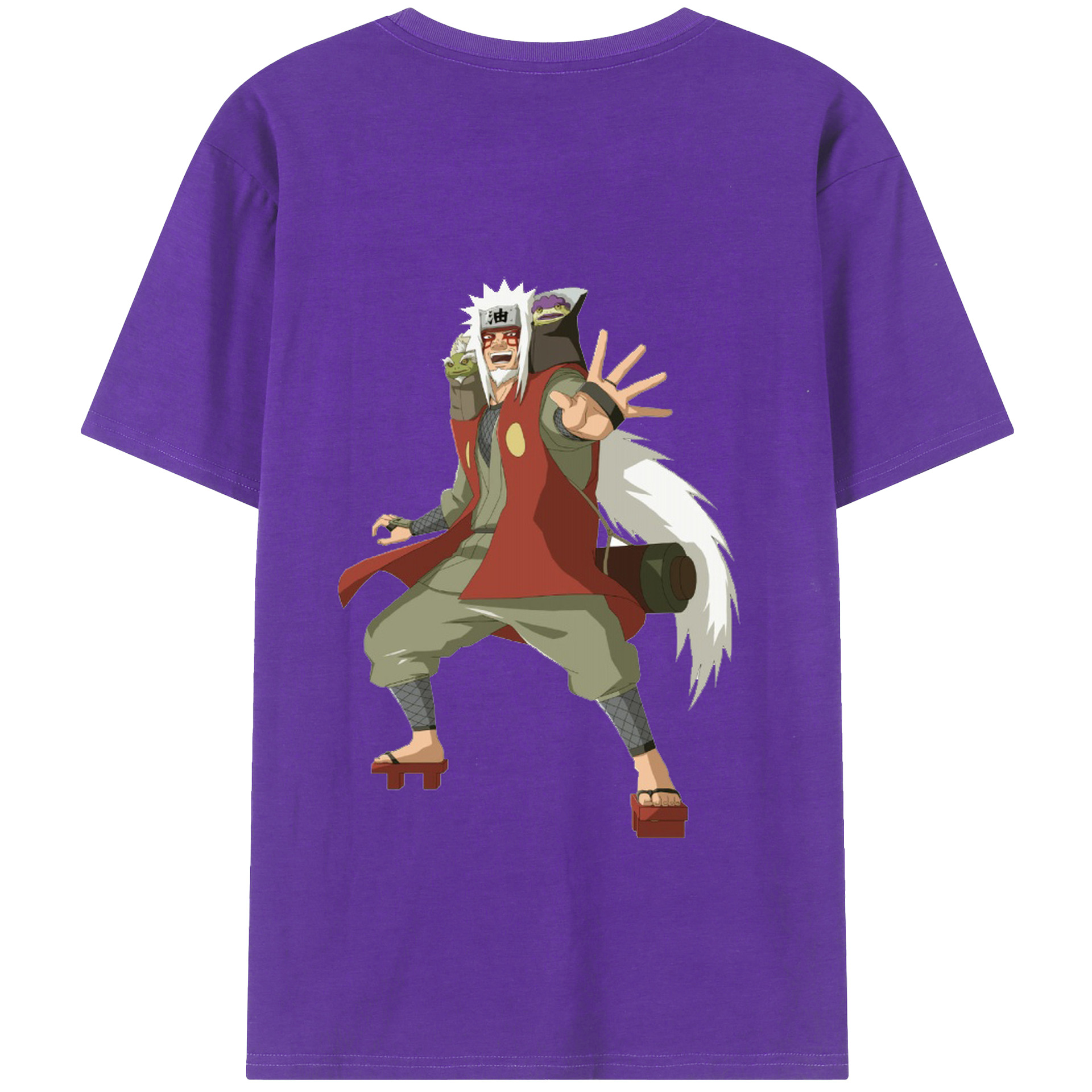 （画像用） NARUTO -ナルト- 自来也（じらいや） Jiraiya 綿100％ メンズ半袖Tシャツ（バックプリント） 通気性