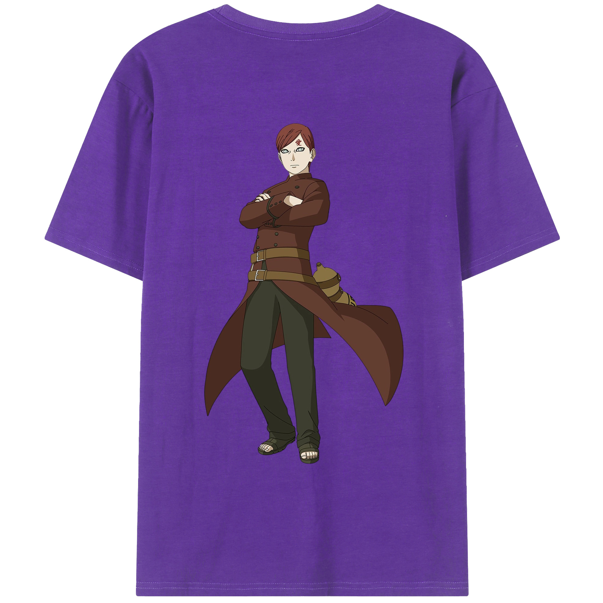 NARUTO -ナルト- ガアラ Gaara 綿100％ メンズ半袖Tシャツ（バックプリント） 通気性