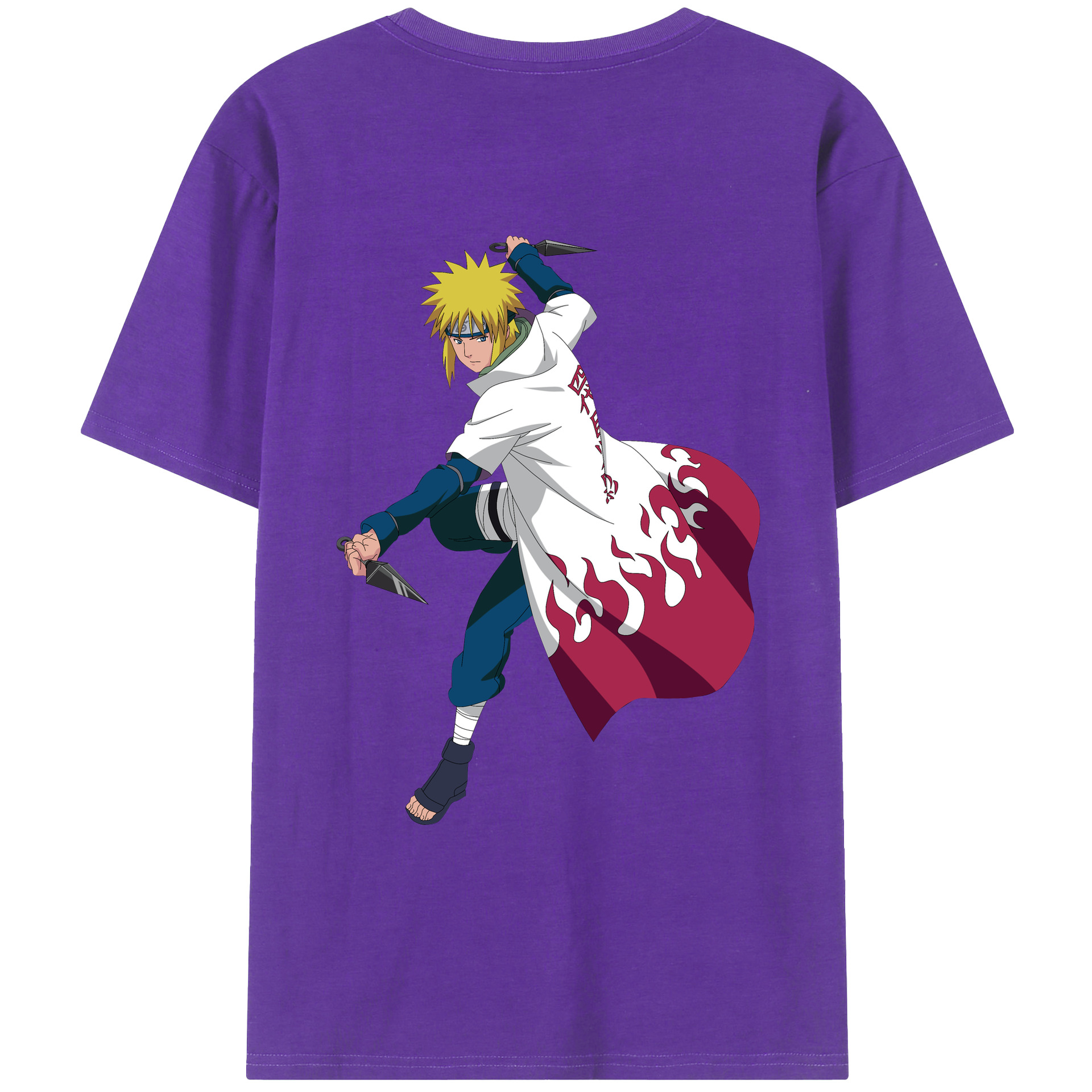 （画像用） NARUTO -ナルト- 波風 ミナト Namikaze Minato 綿100％ メンズ半袖Tシャツ（バックプリント） 通気性