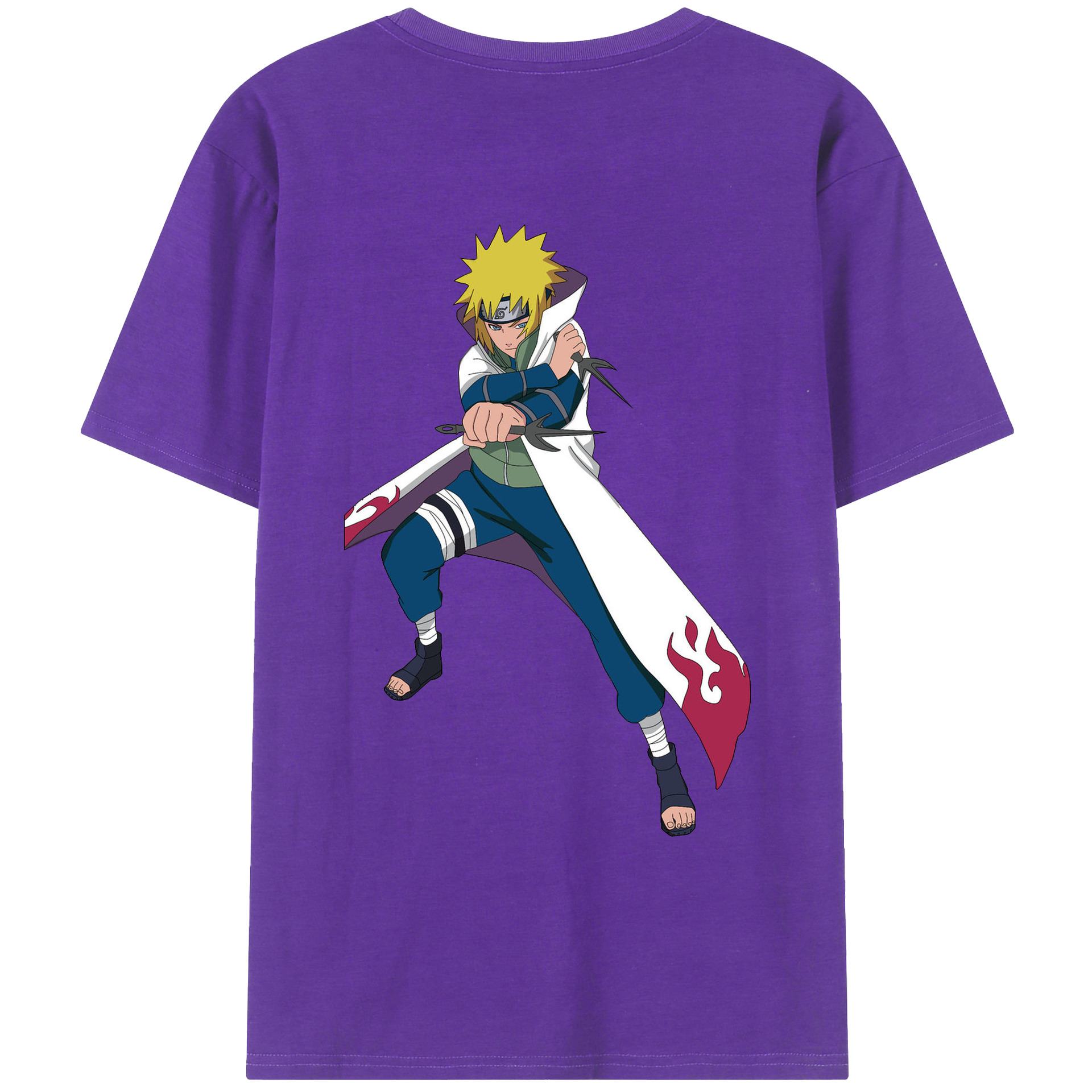 （画像用） NARUTO -ナルト- 波風 ミナト Namikaze Minato 綿100％ メンズ半袖Tシャツ（バックプリント） 通気性