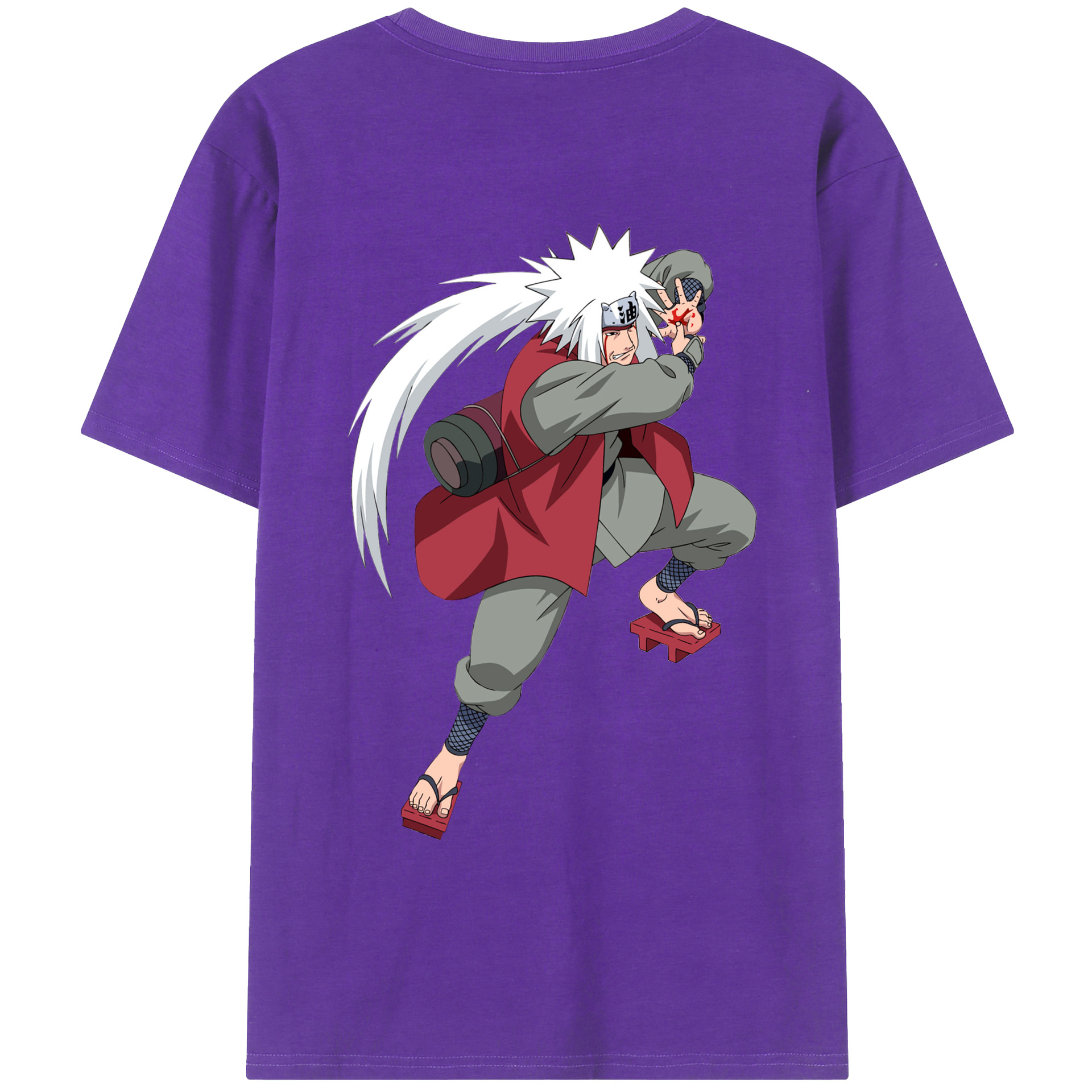 （画像用） NARUTO -ナルト- 自来也（じらいや） Jiraiya 綿100％ メンズ半袖Tシャツ（バックプリント） 通気性